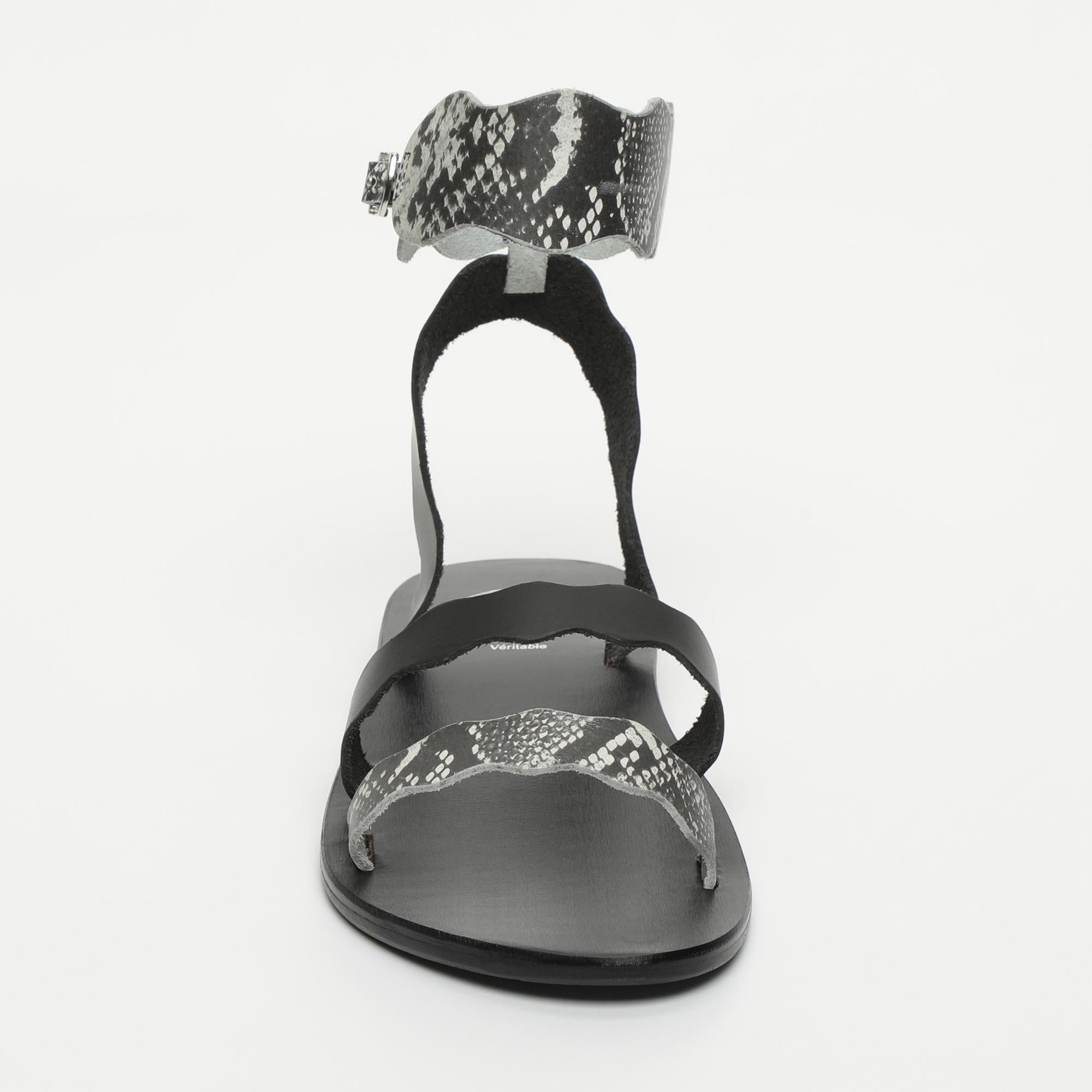 CELYAN sandales en cuir serpent noir