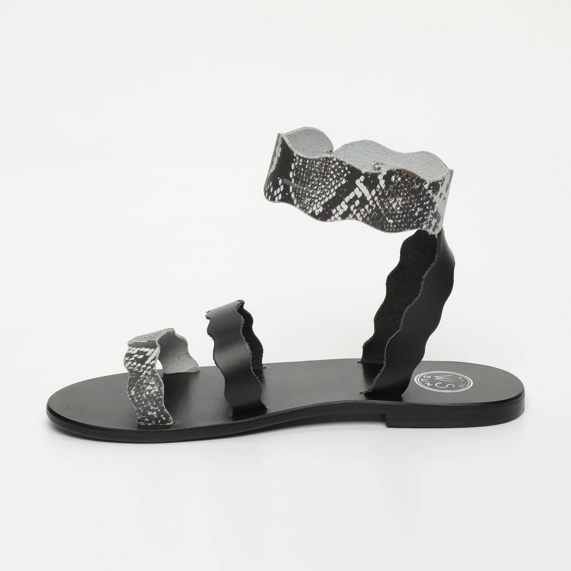 CELYAN sandales en cuir serpent noir
