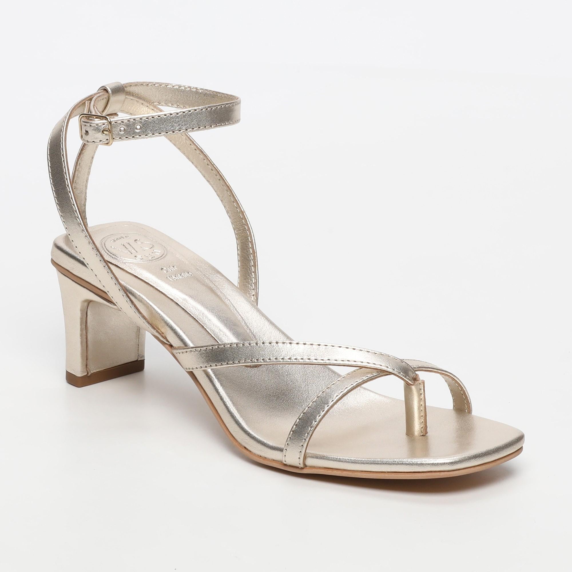 CHEYENNE sandales talon bracelet de cheville en cuir platine