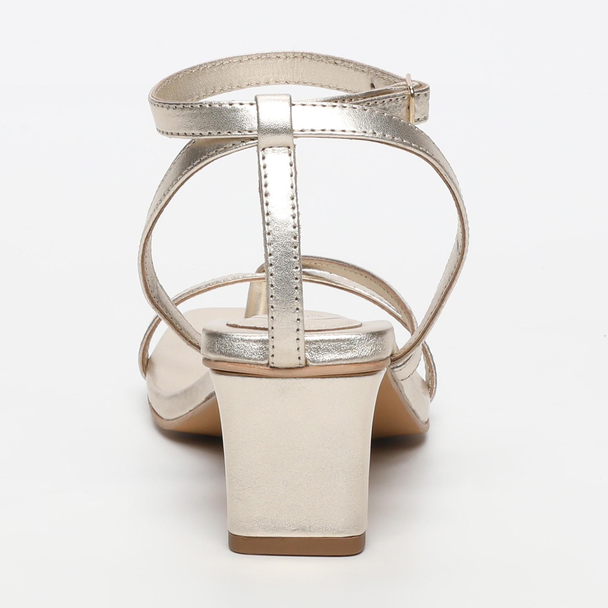 CHEYENNE sandales talon bracelet de cheville en cuir platine