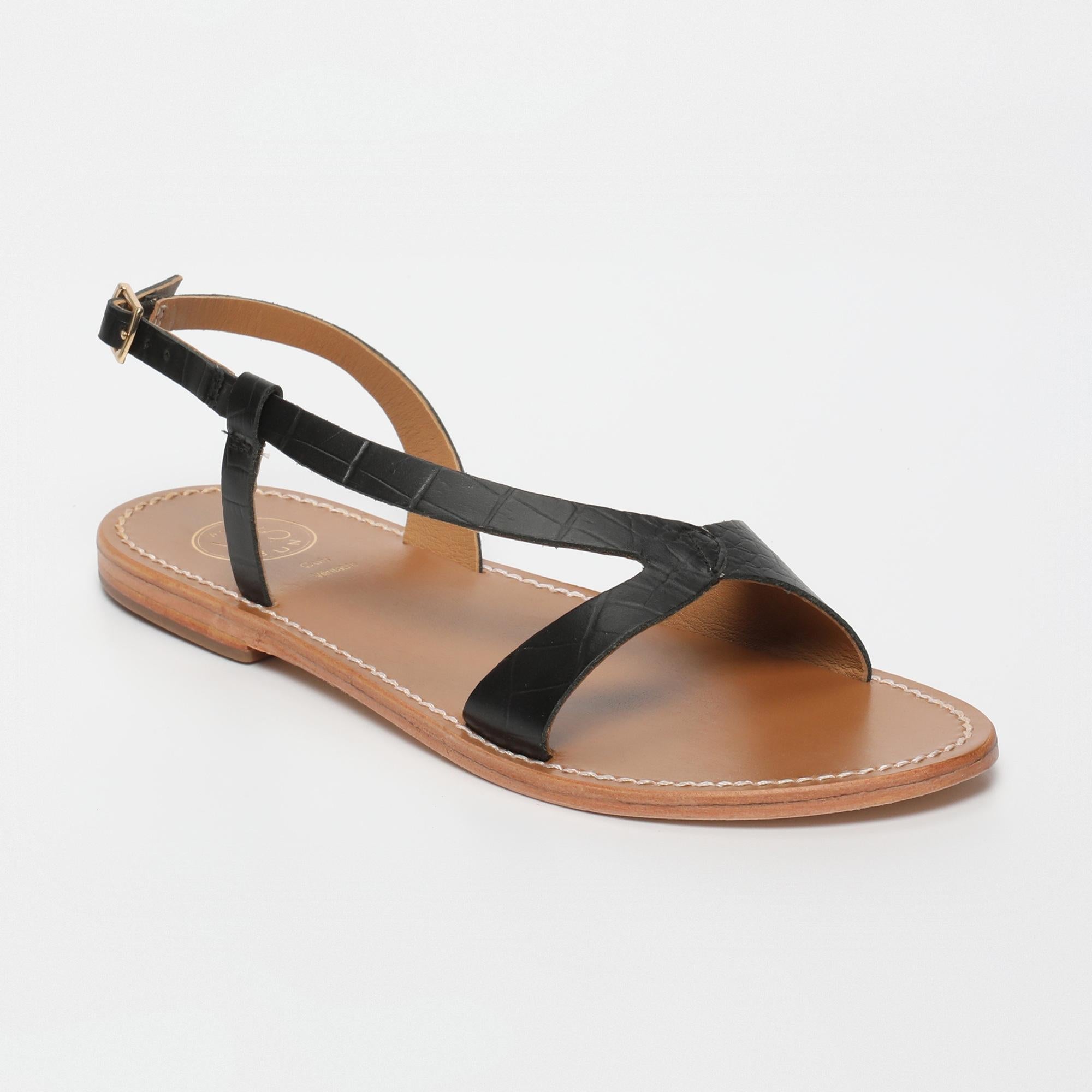 CLAIRVISTONE sandales en cuir croco noir
