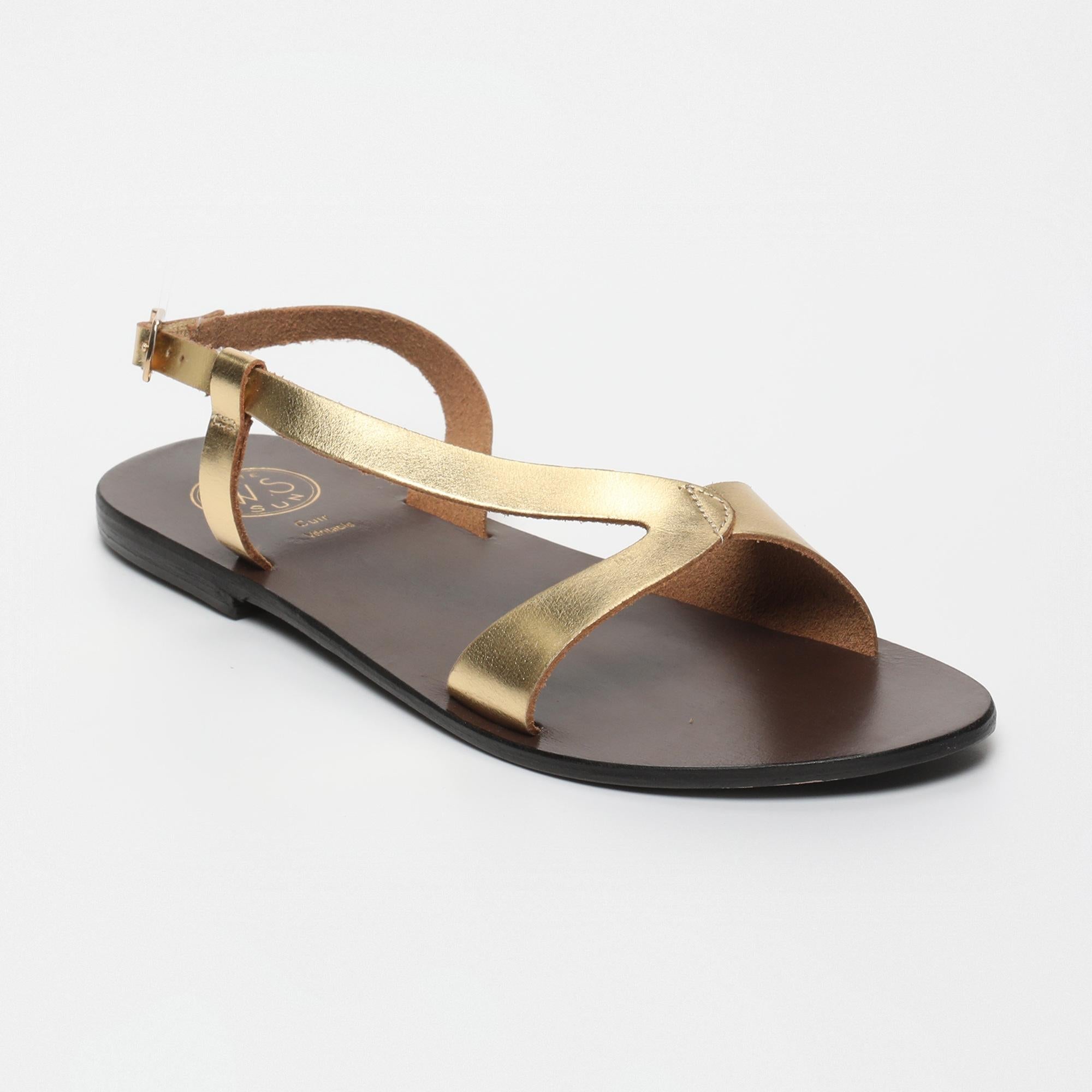 CLAIRVISTONE sandales en cuir or foncé