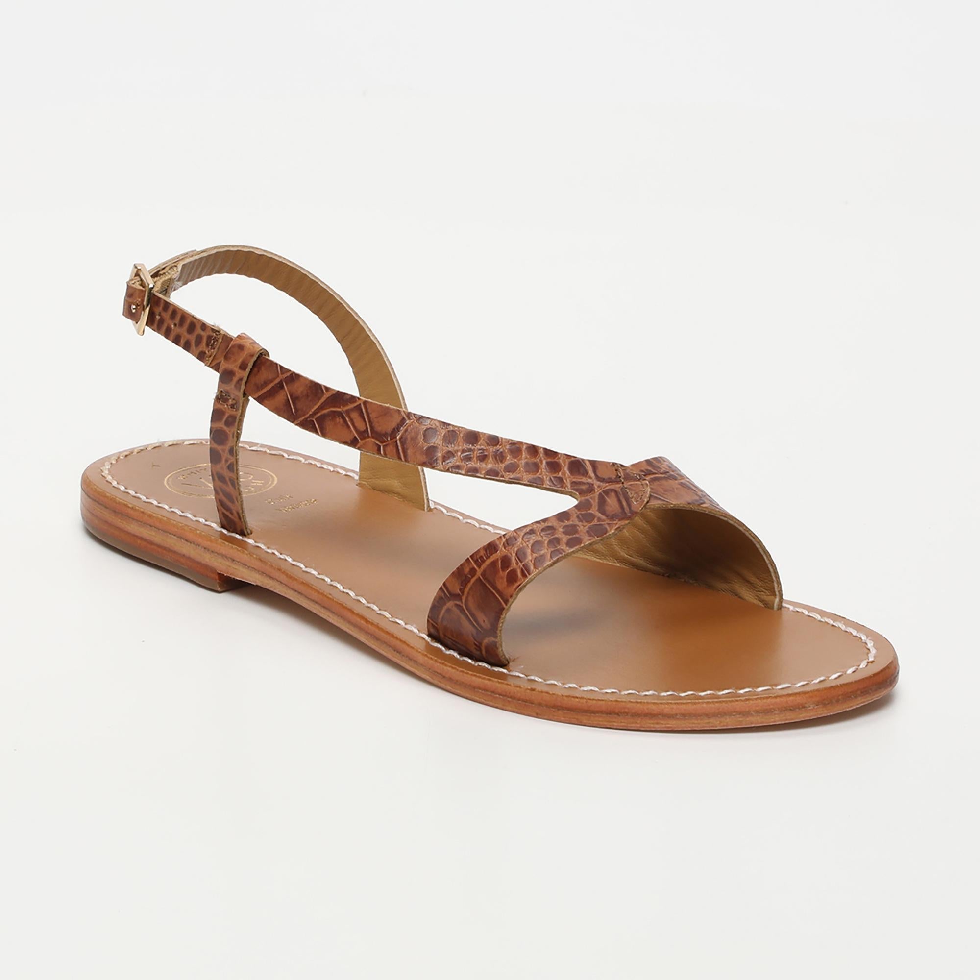 CLAIRVISTONE sandales en cuir croco brun