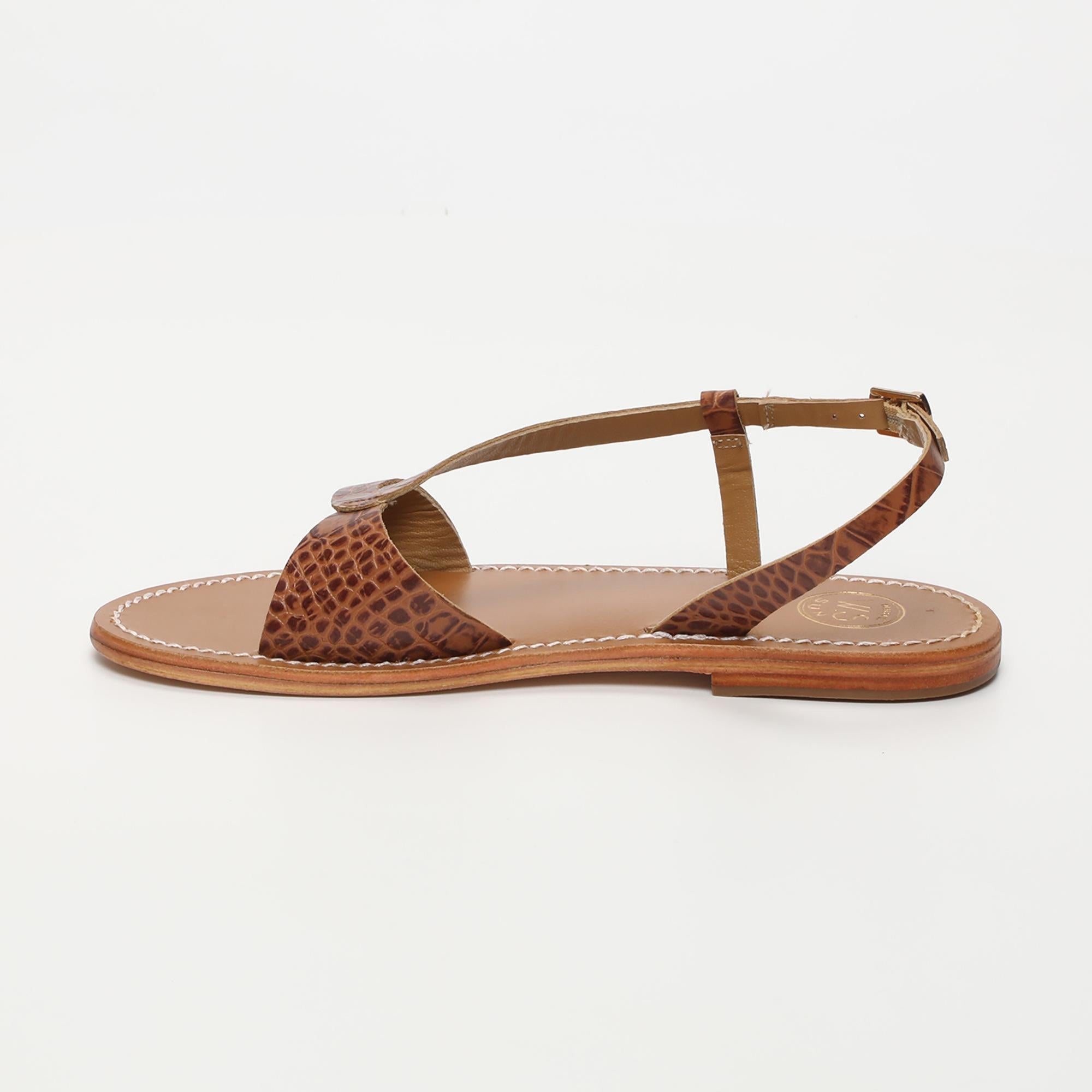 CLAIRVISTONE sandales en cuir croco brun