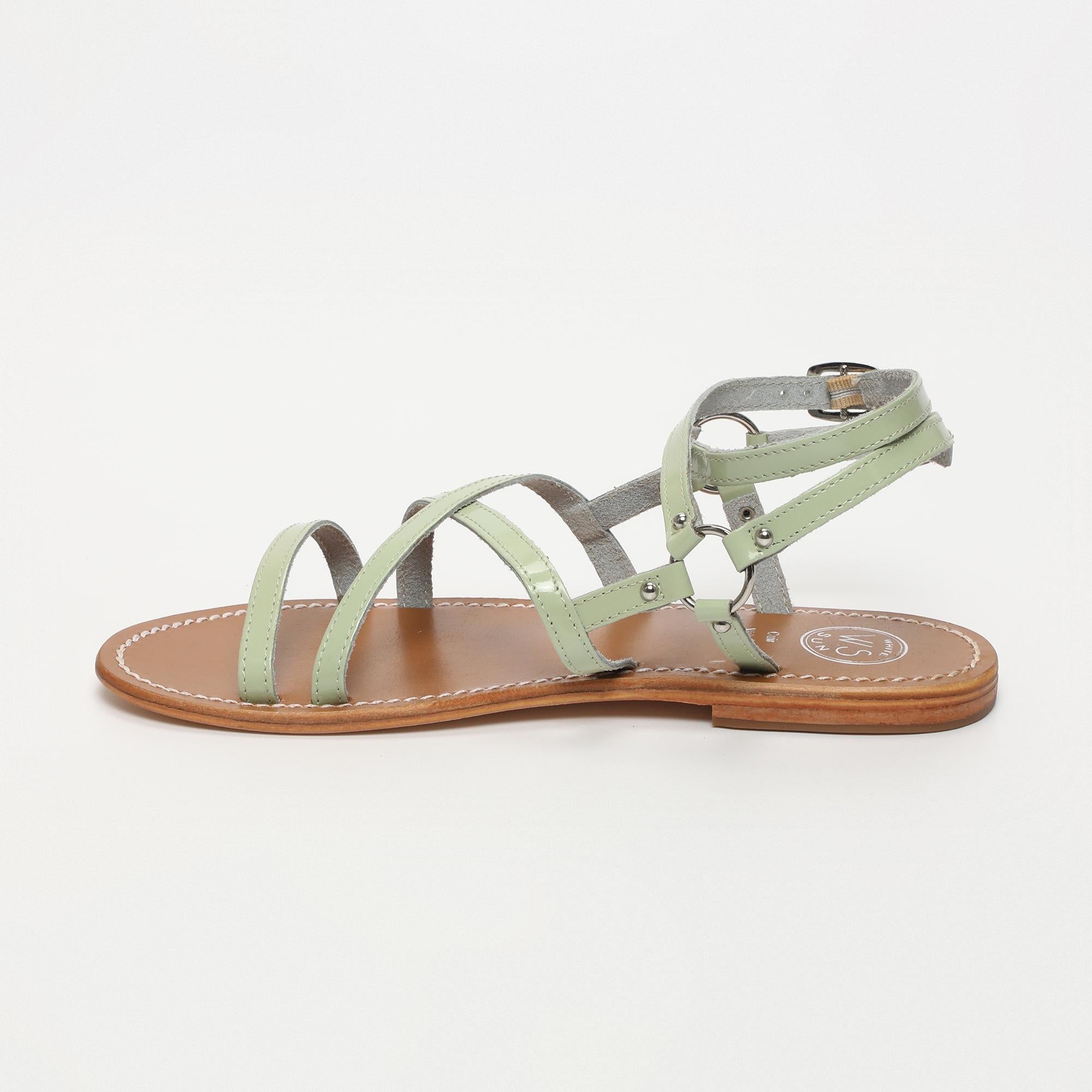 CLAUDINA sandales spartiates en cuir menthe