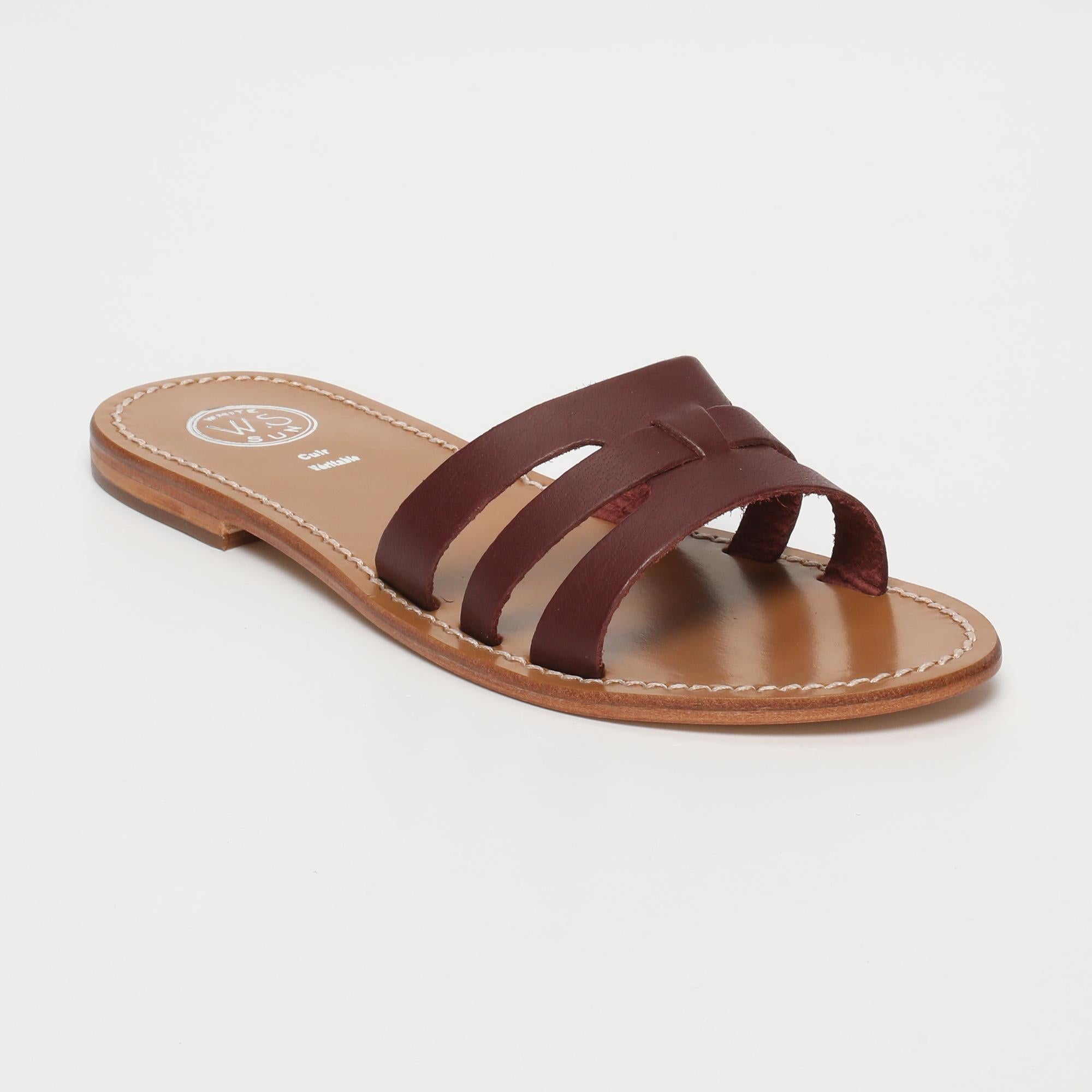 CLODIMIR sandales en cuir bordeaux