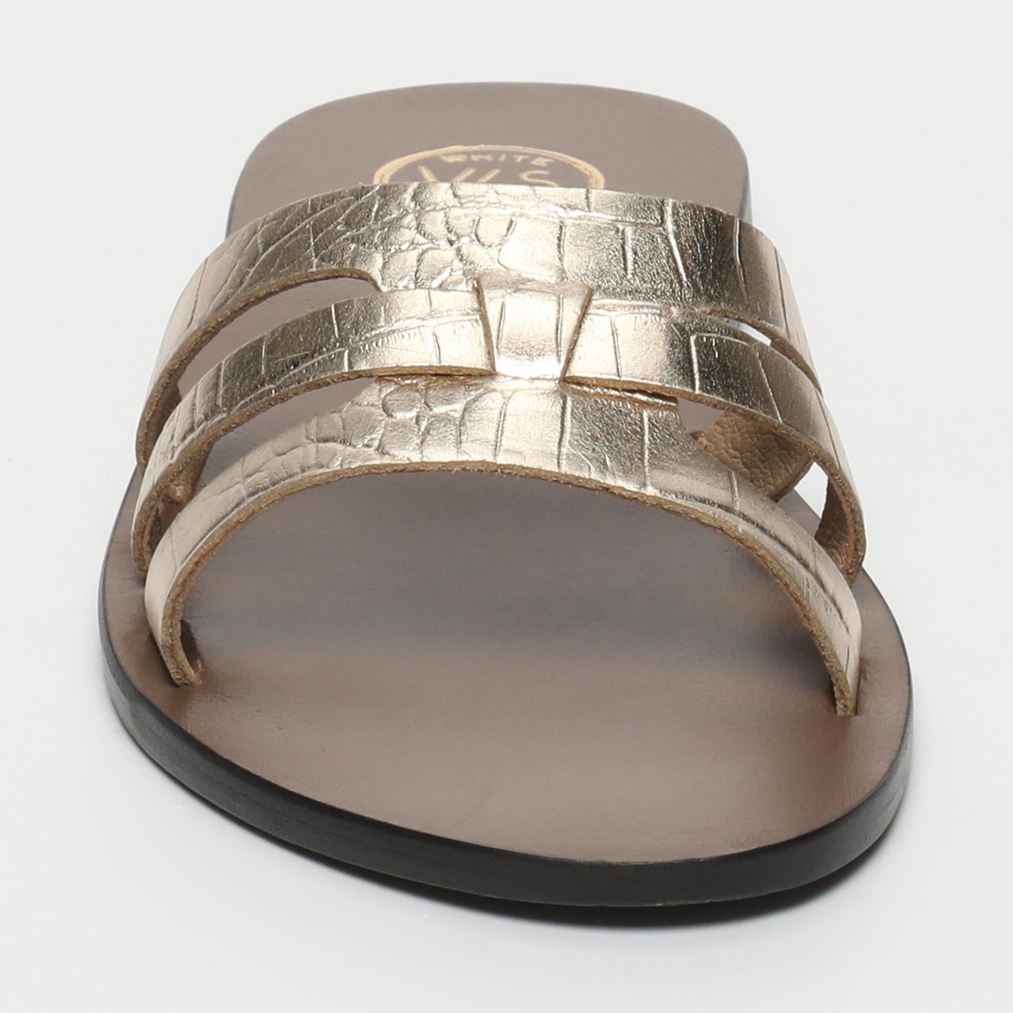 CLODIMIR sandales en cuir croco doré clair