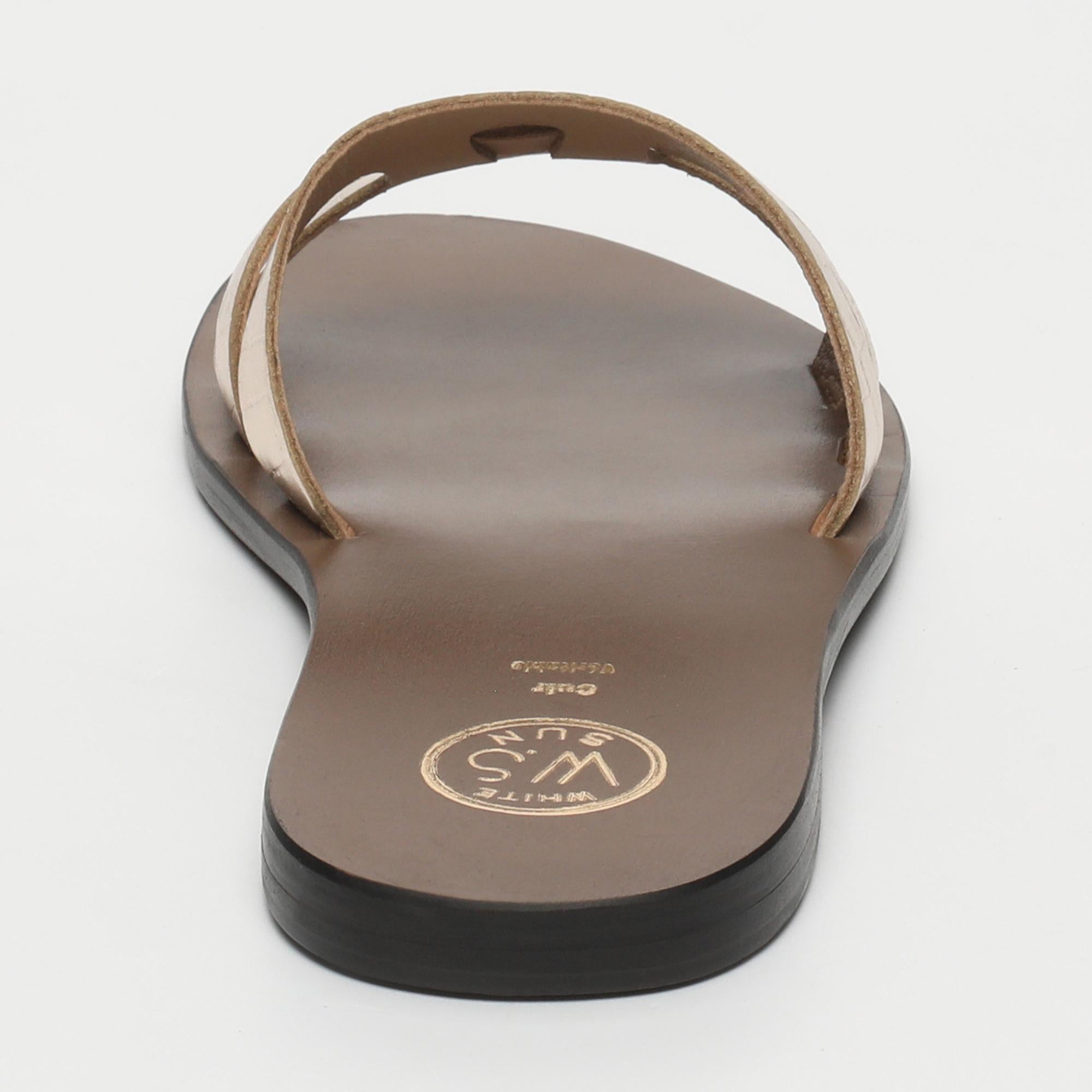 CLODIMIR sandales en cuir croco doré clair