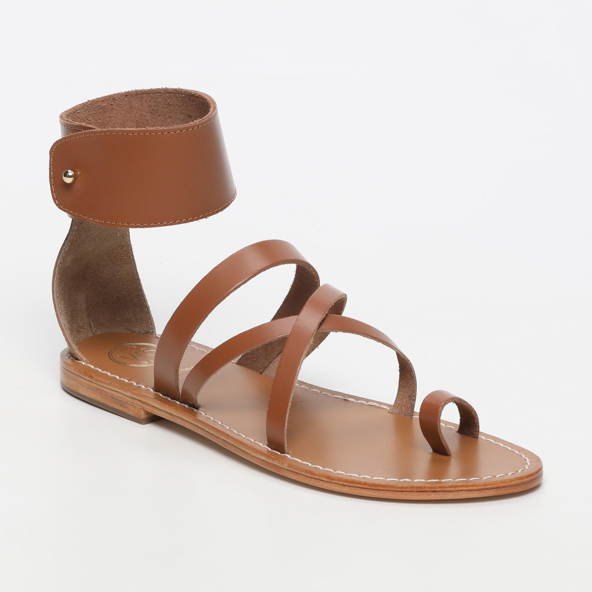 DARIKA sandales bracelet de cheville en cuir camel