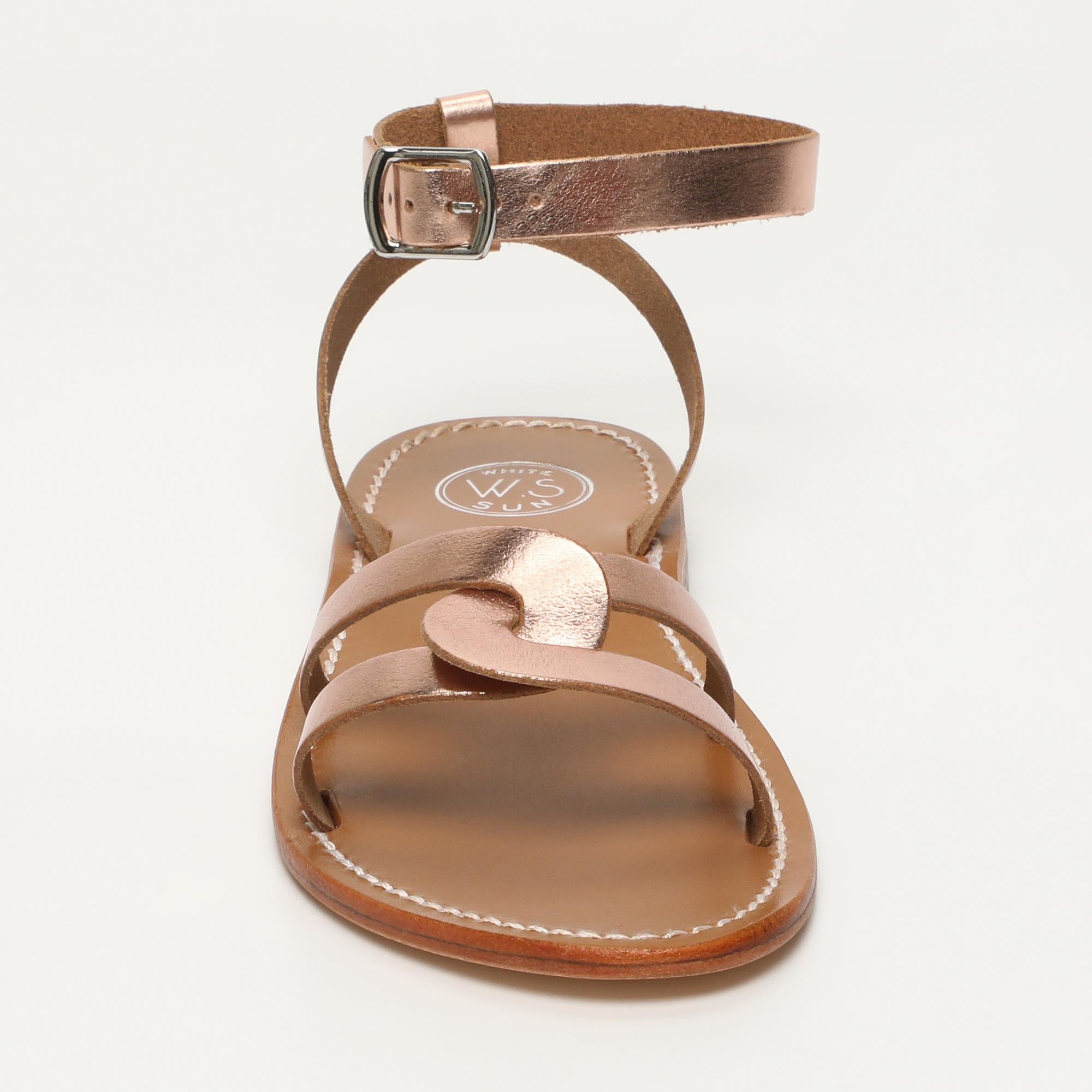 DARIO sandales bracelet de cheville en cuir or rose