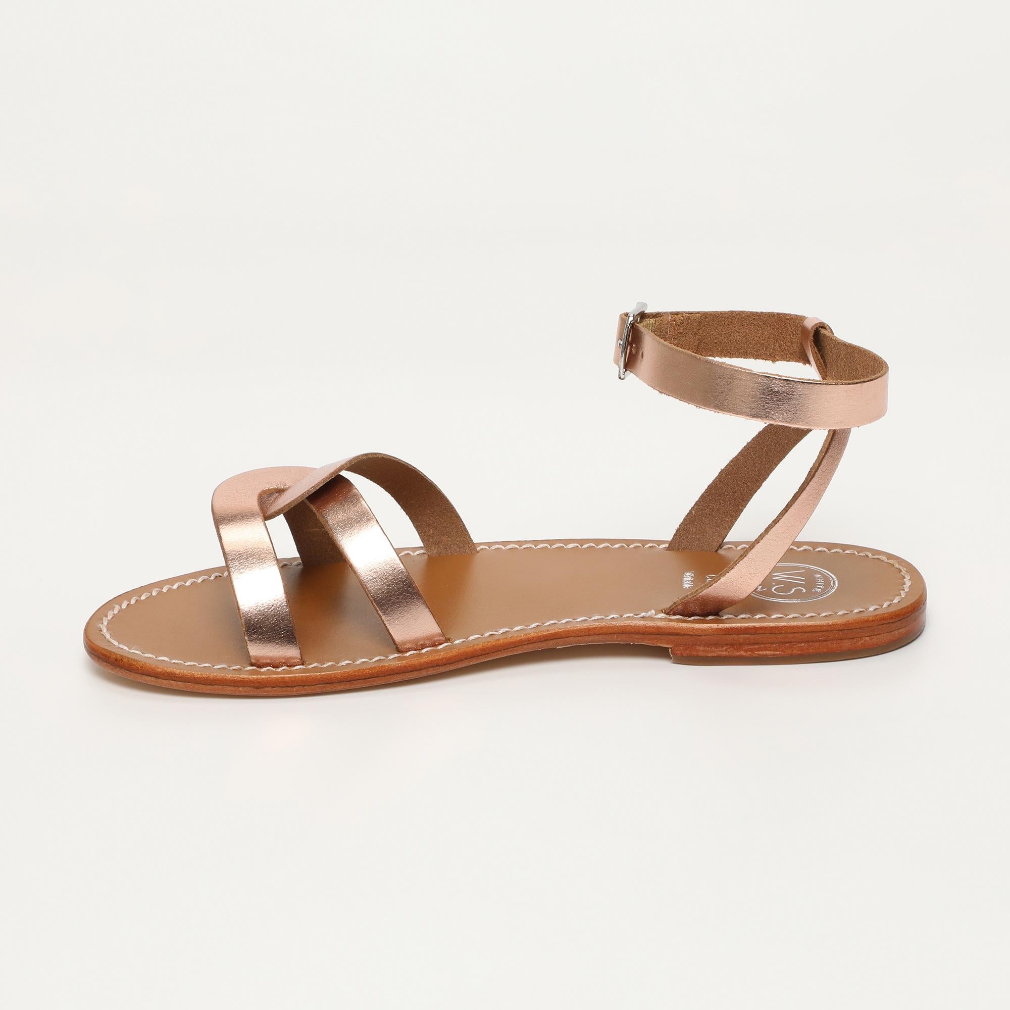 DARIO sandales bracelet de cheville en cuir or rose