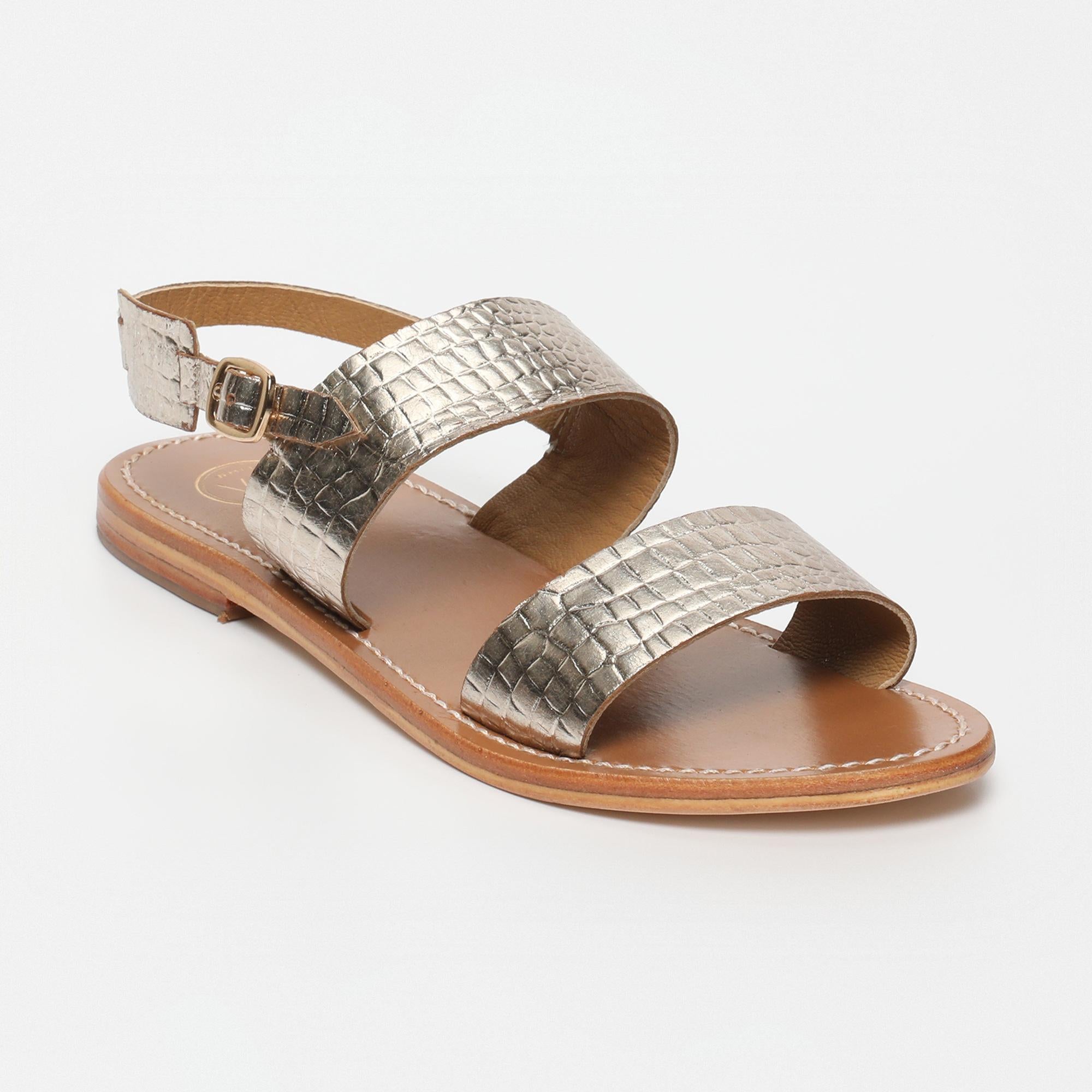 DILETTA sandales en cuir croco or clair