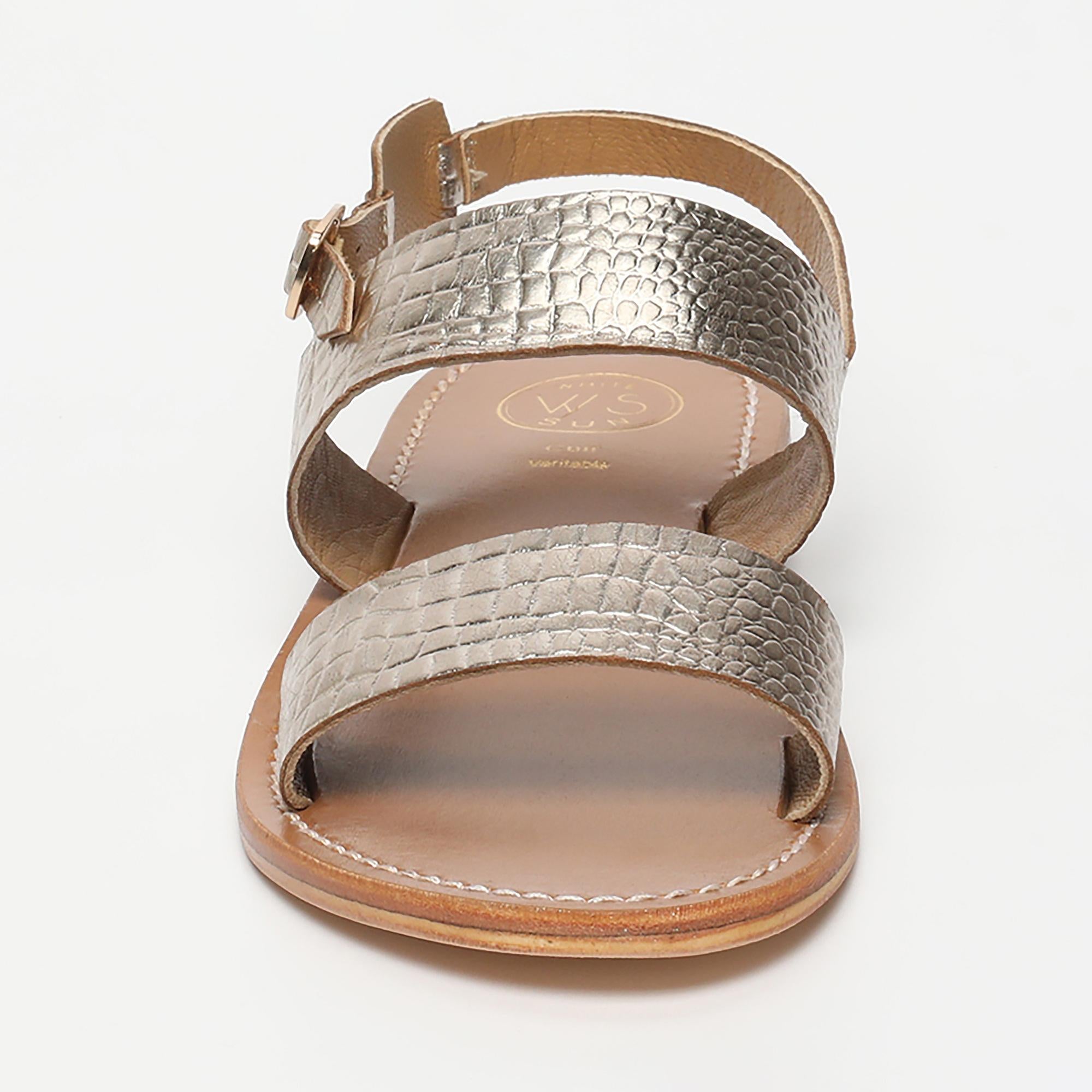 DILETTA sandales en cuir croco or clair