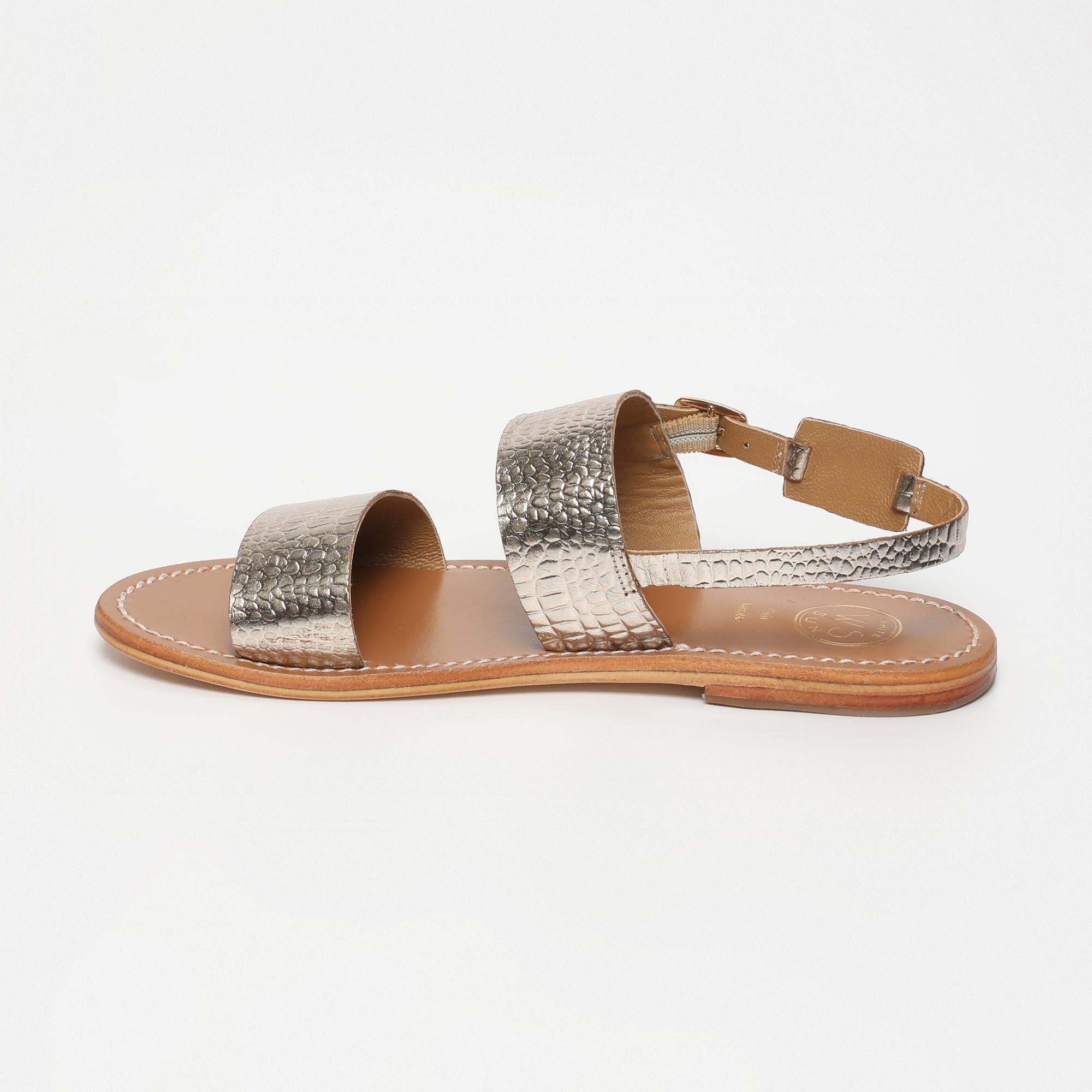 DILETTA sandales en cuir croco or clair