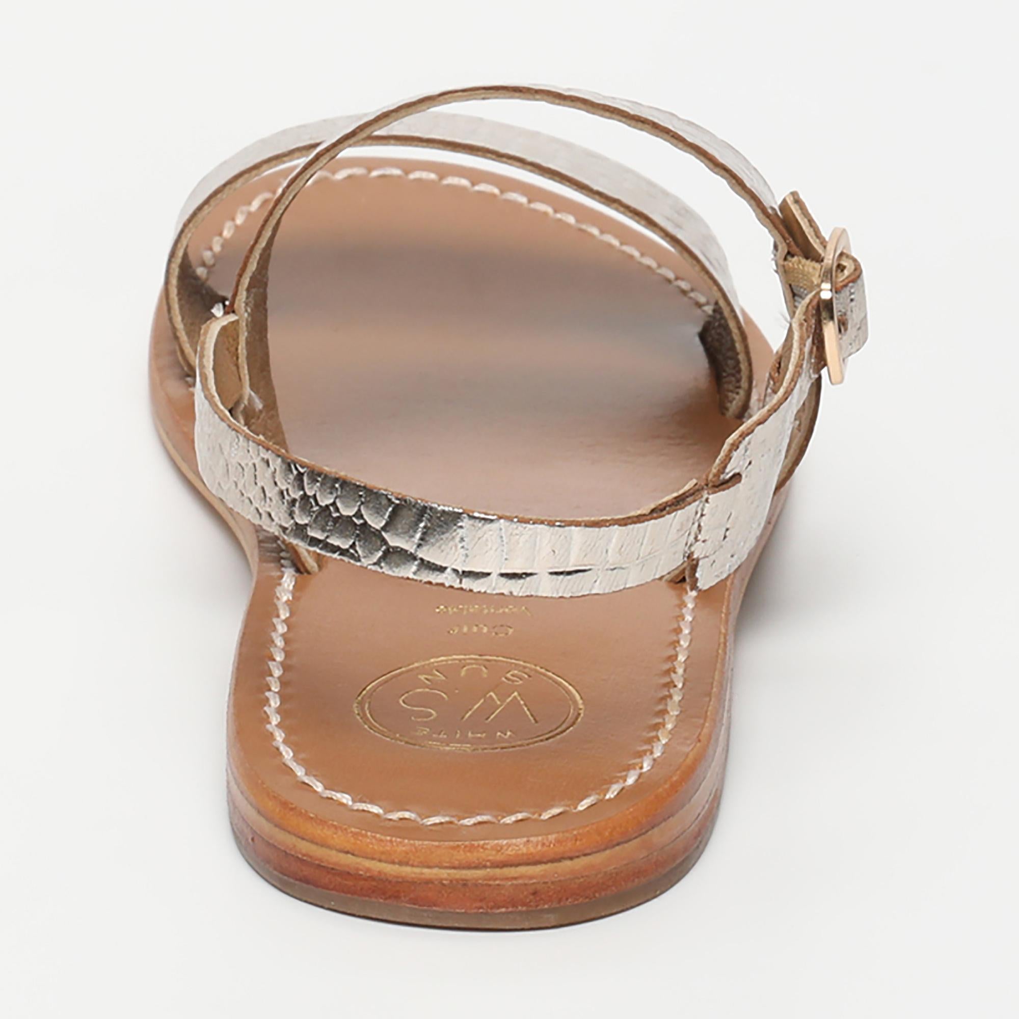 DILETTA sandales en cuir croco or clair