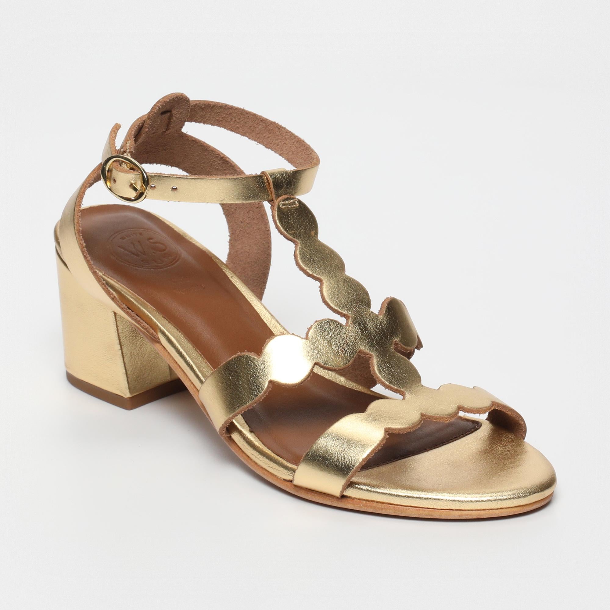 DOMA sandales talon en cuir or foncé