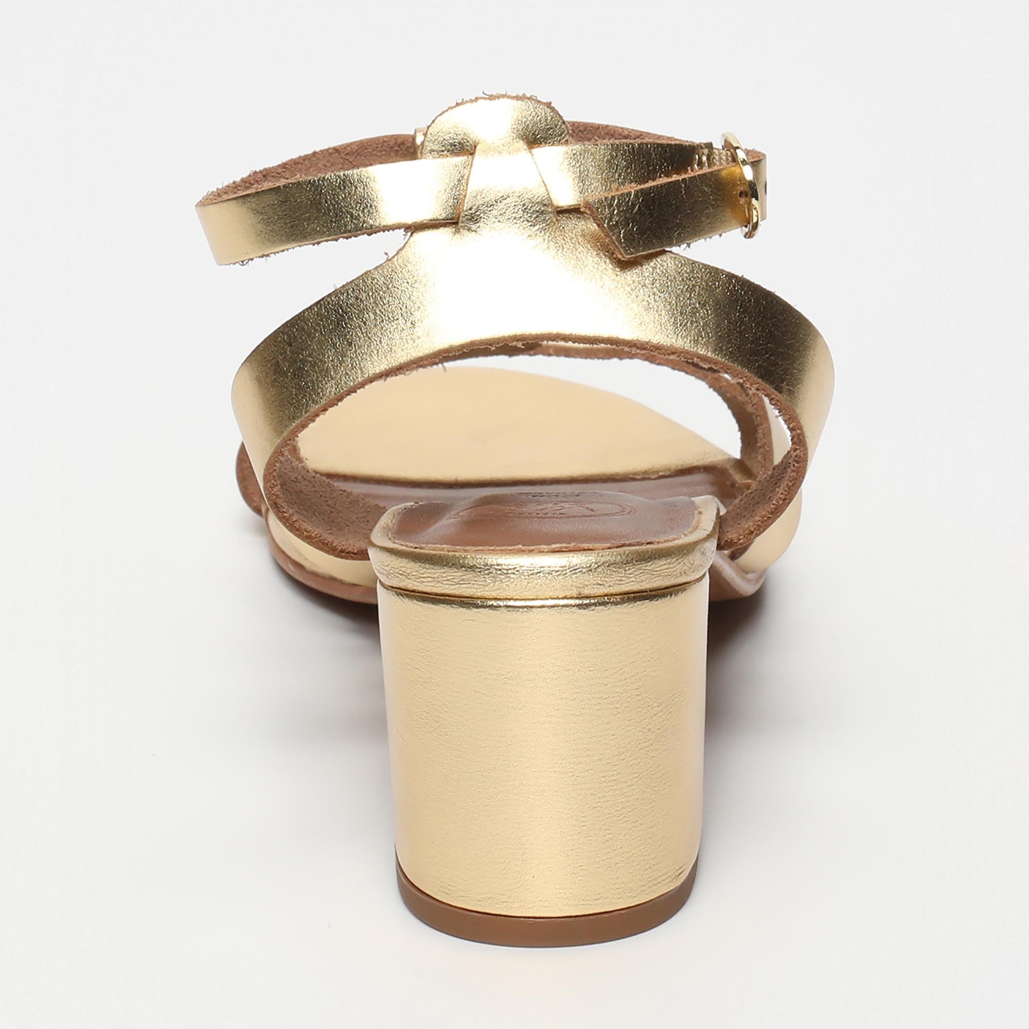 DOMA sandales talon en cuir or foncé