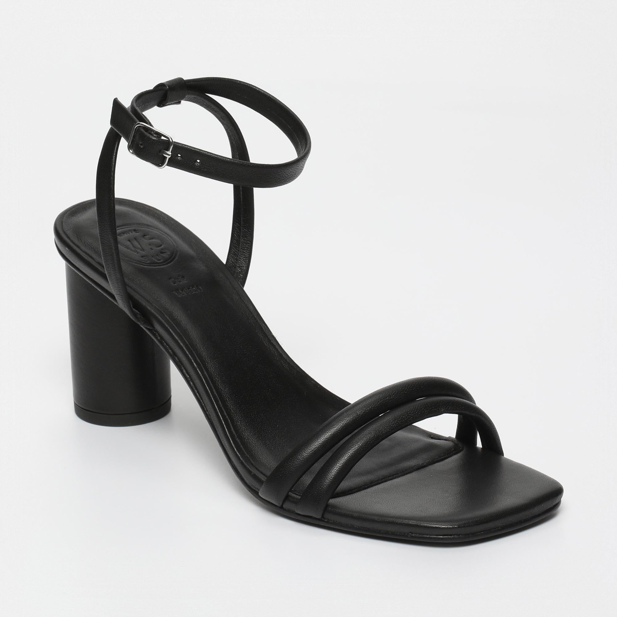 DAACHAYANI sandales talon bracelet de cheville en cuir noir