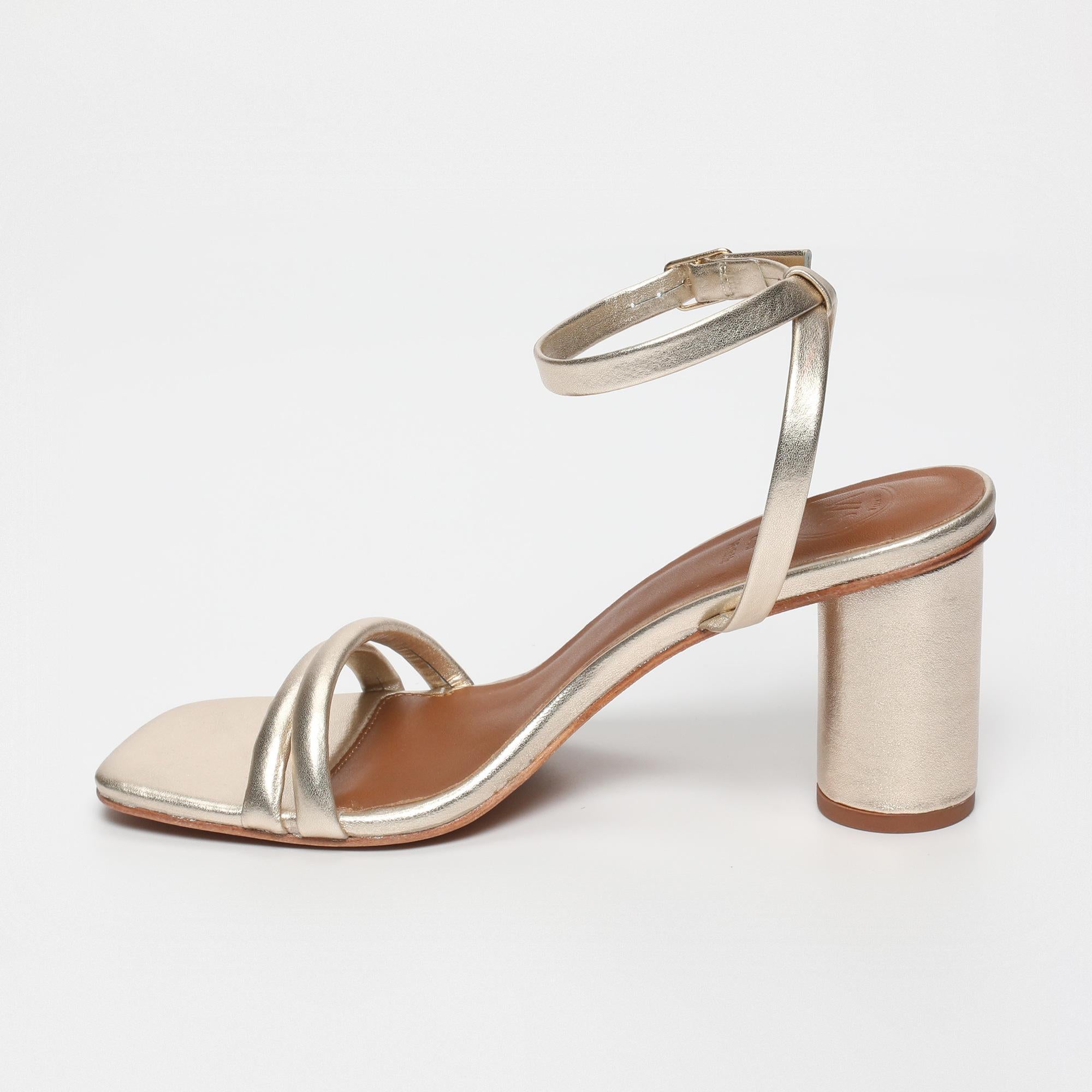 DAACHAYANI sandales talon bracelet de cheville en cuir platine