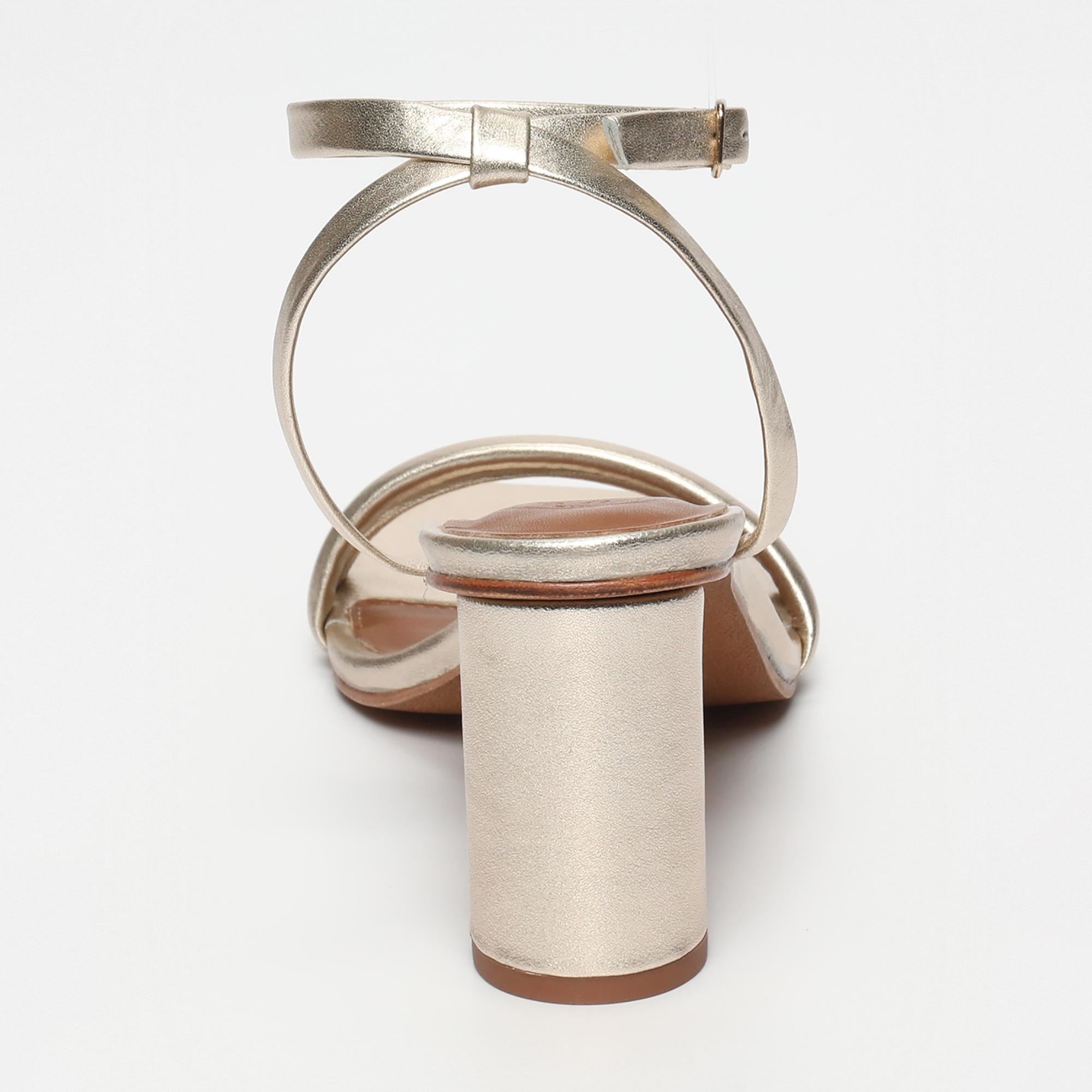 DAACHAYANI sandales talon bracelet de cheville en cuir platine