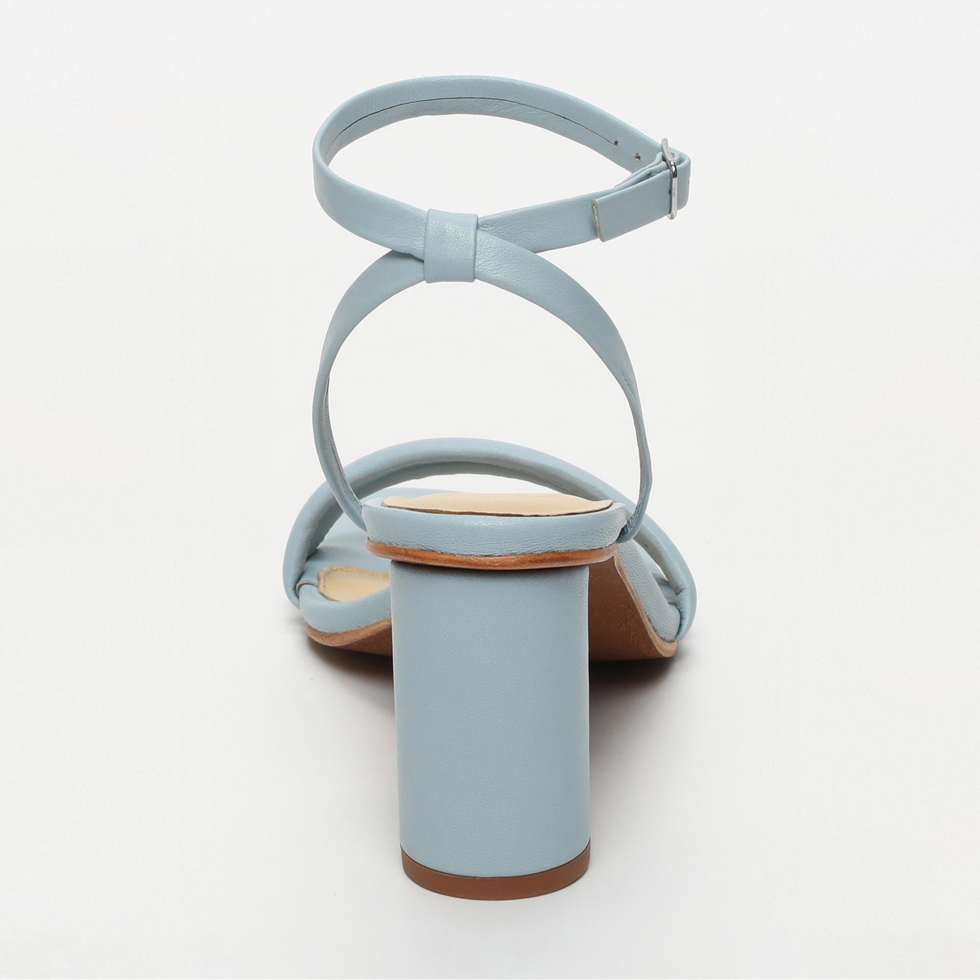 DAACHAYANI sandales talon bracelet de cheville en cuir bleu ciel