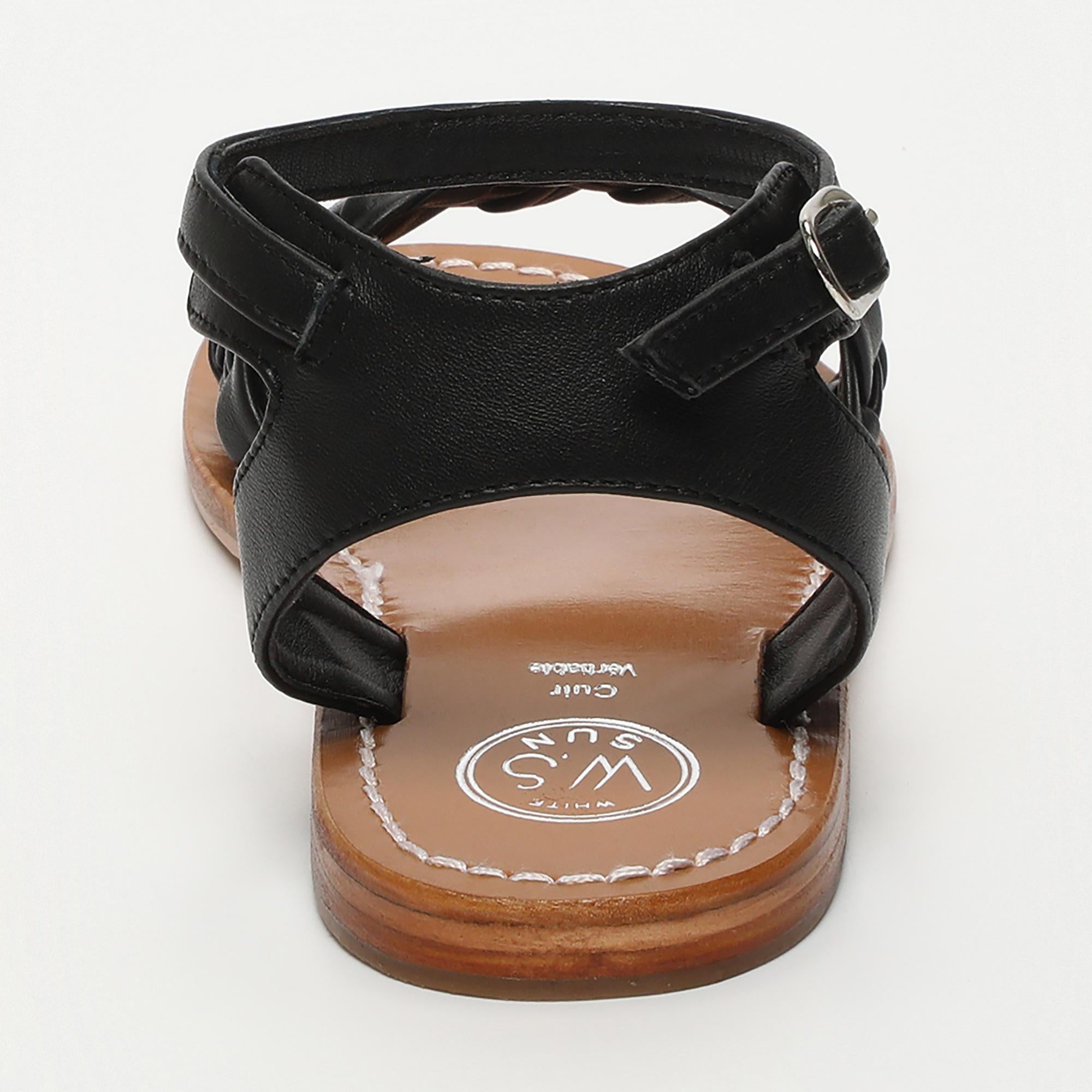 DAMAYANTHI sandales tresse en cuir noir