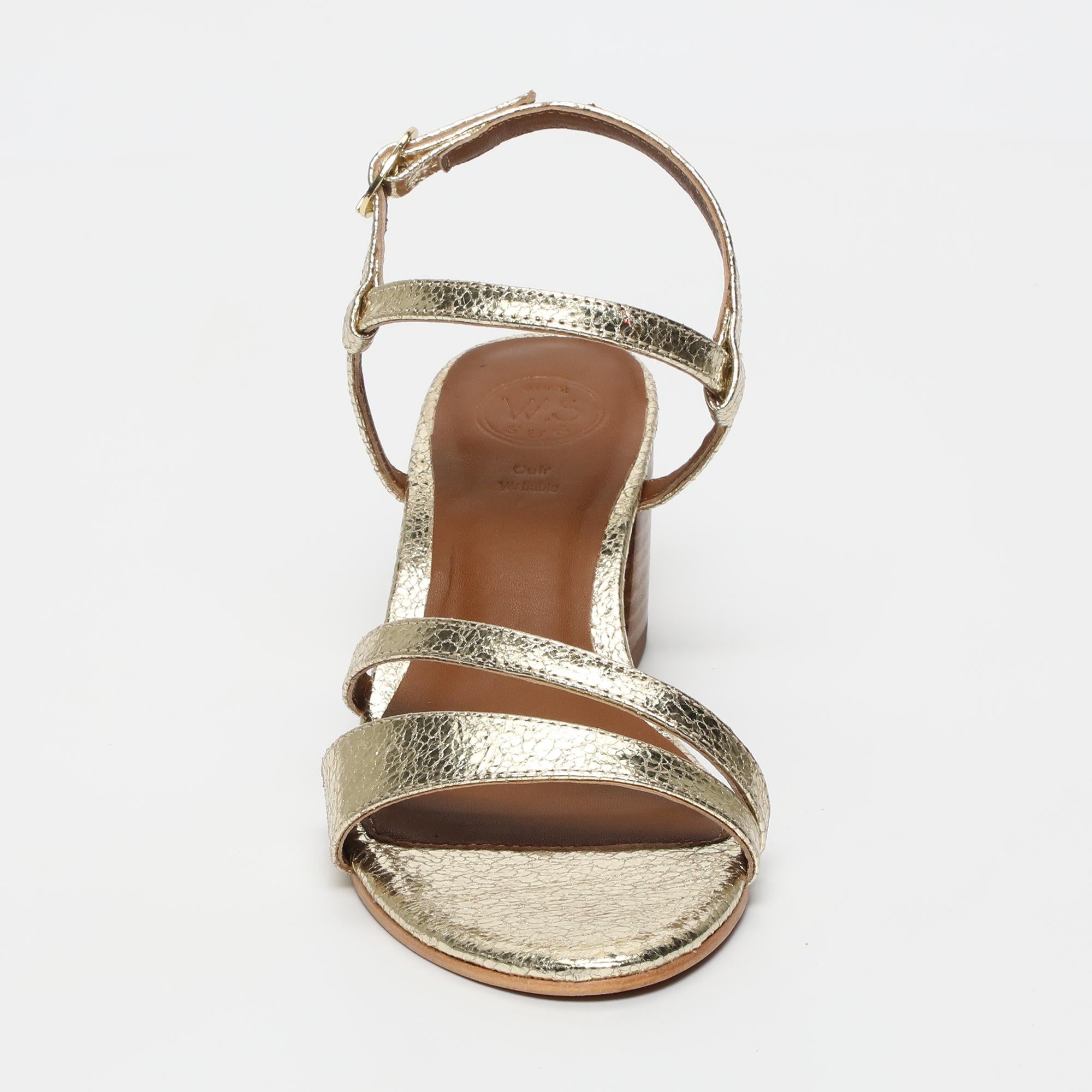 DARSHIKA sandales talon en cuir or