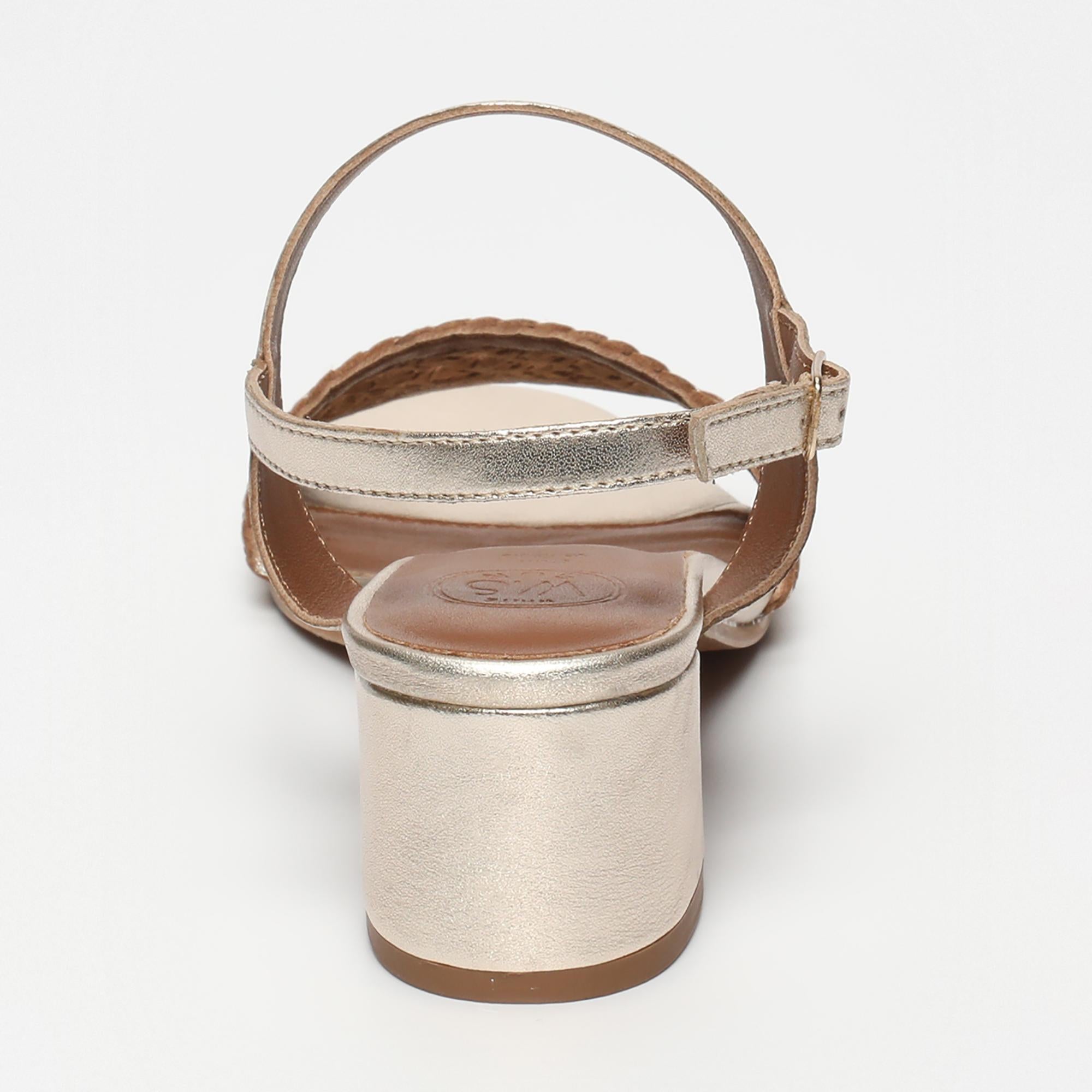 DEBJANI sandales talon tresse en cuir or