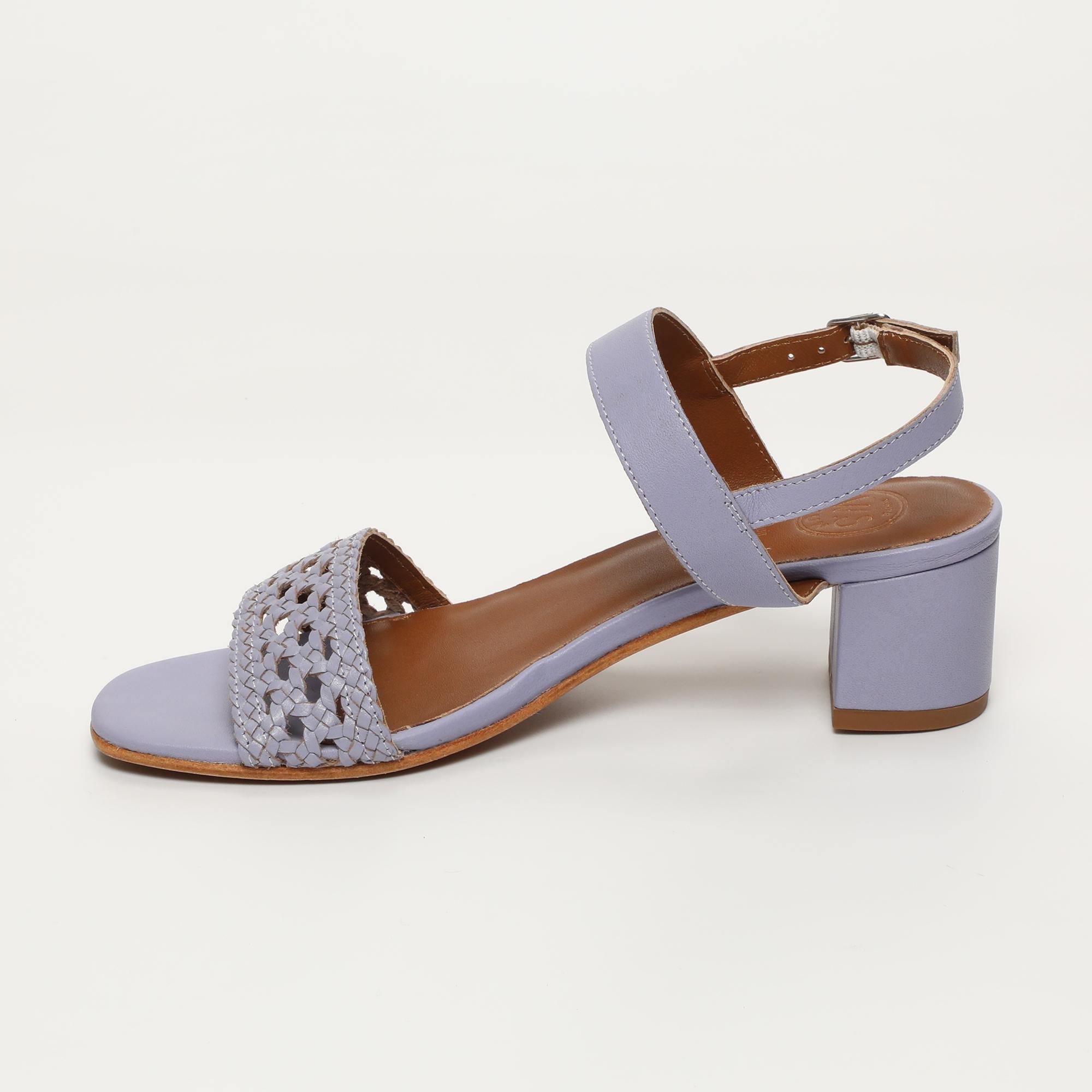 DEBJANI sandales talon tresse en cuir lavande
