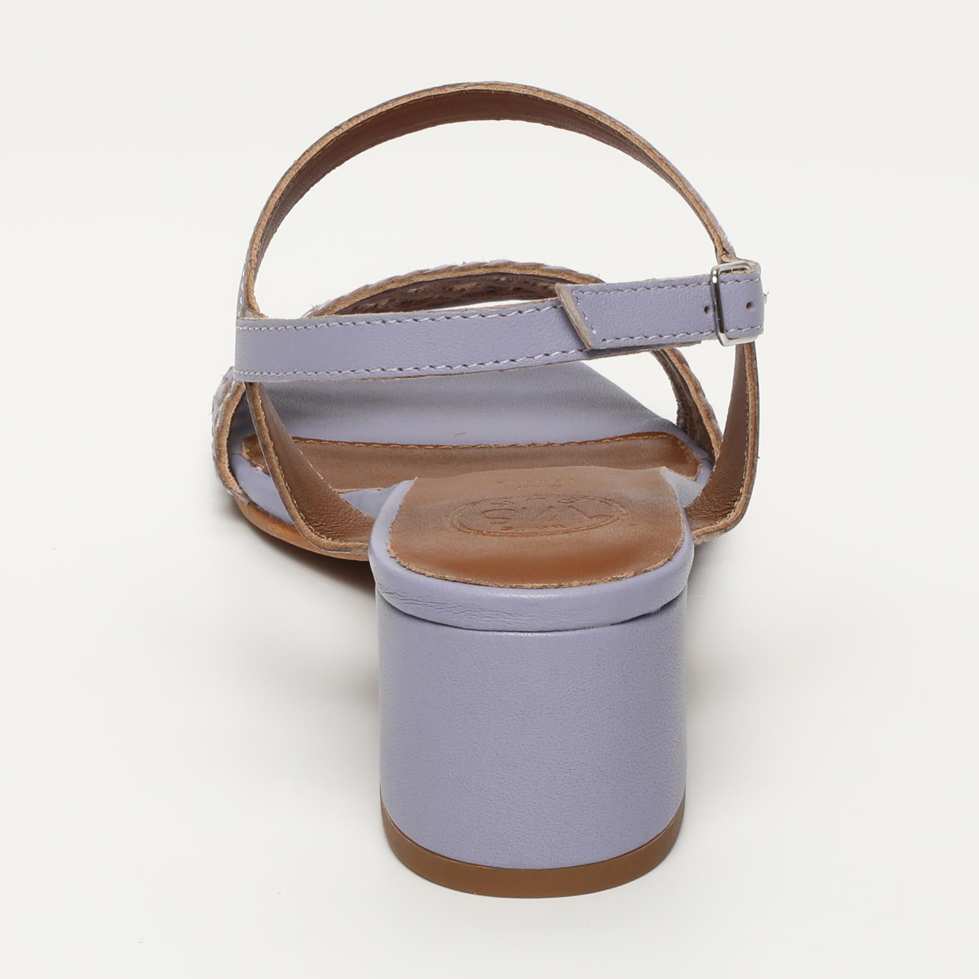 DEBJANI sandales talon tresse en cuir lavande