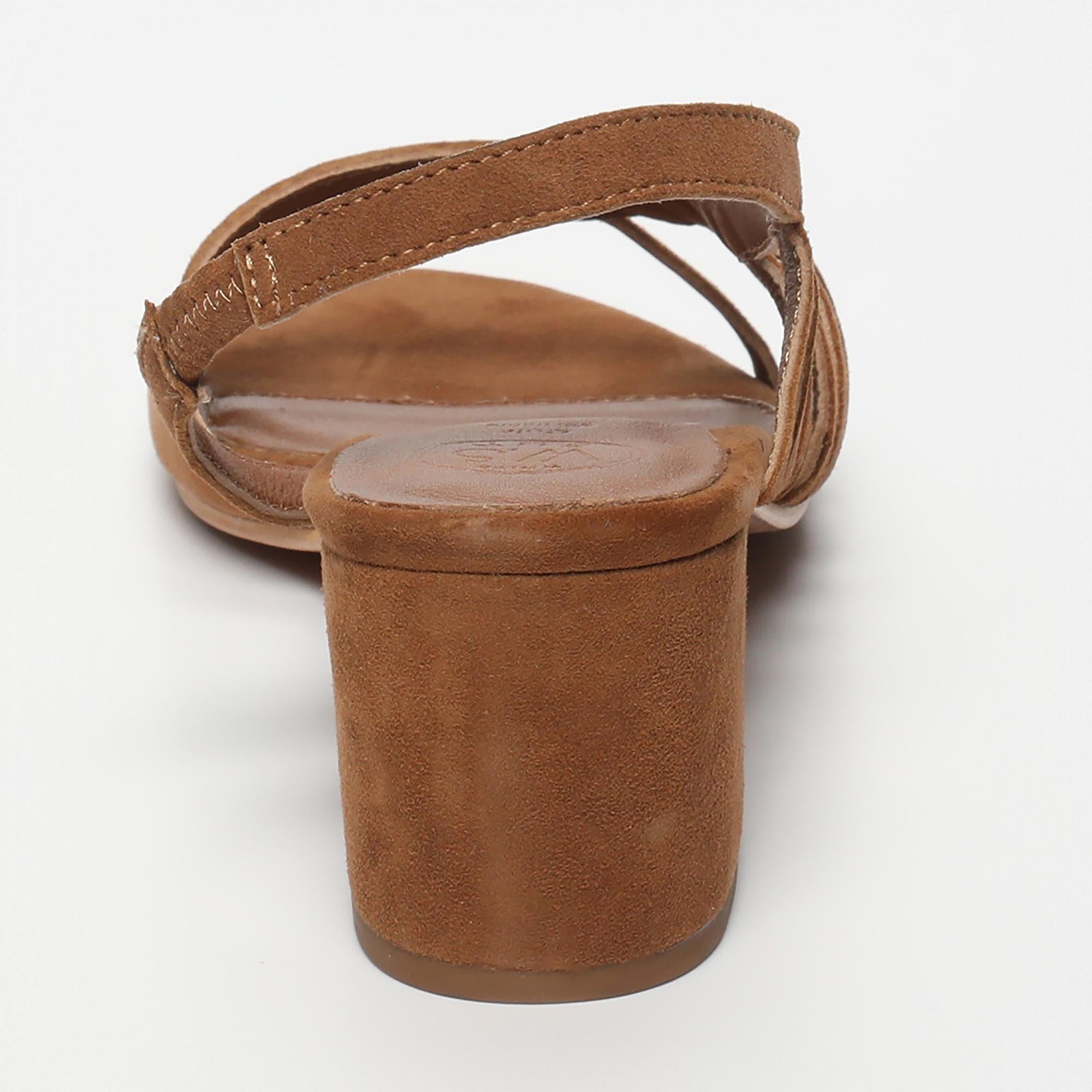 DEEKSHA sandales talon en cuir camel