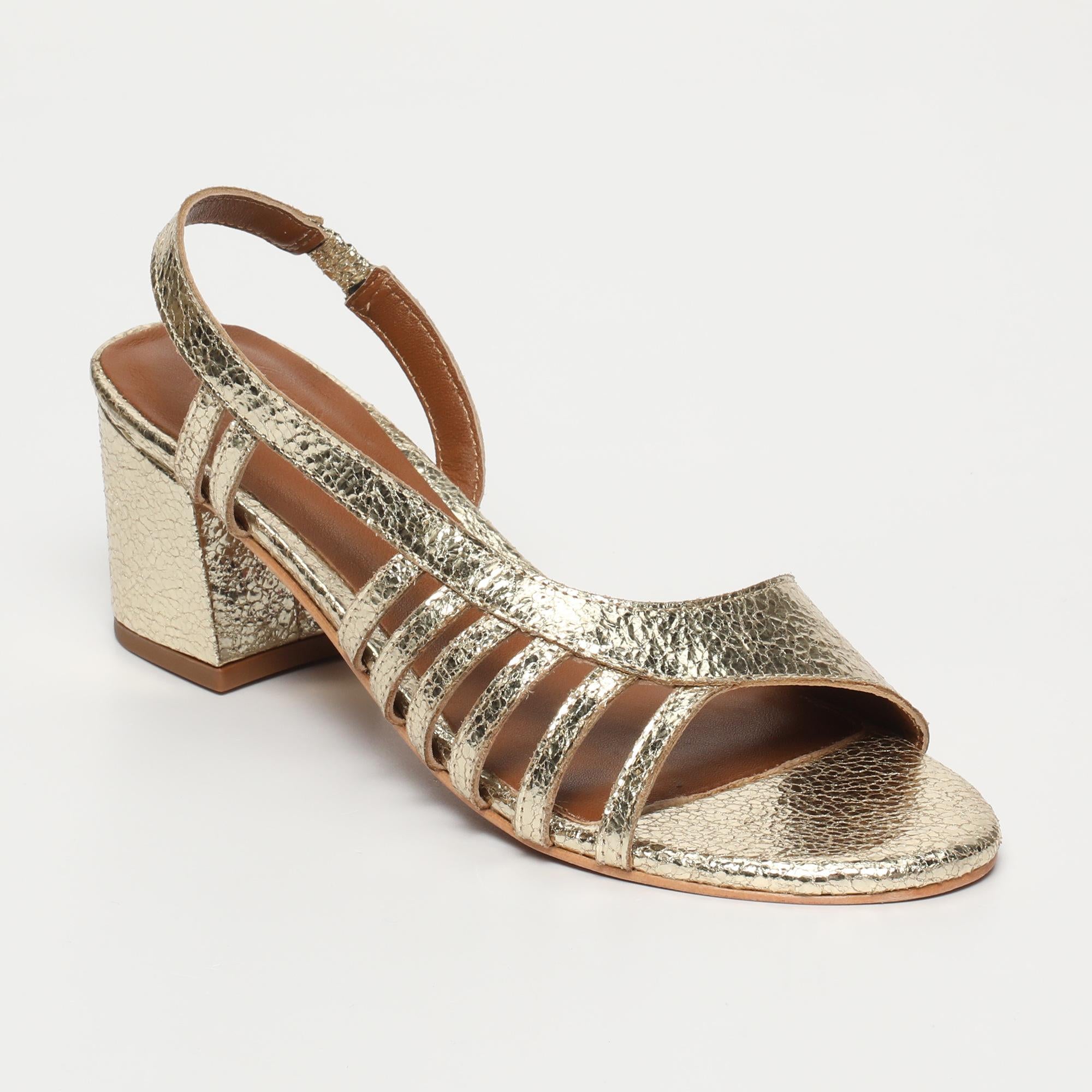 DEEKSHA sandales talon en cuir or