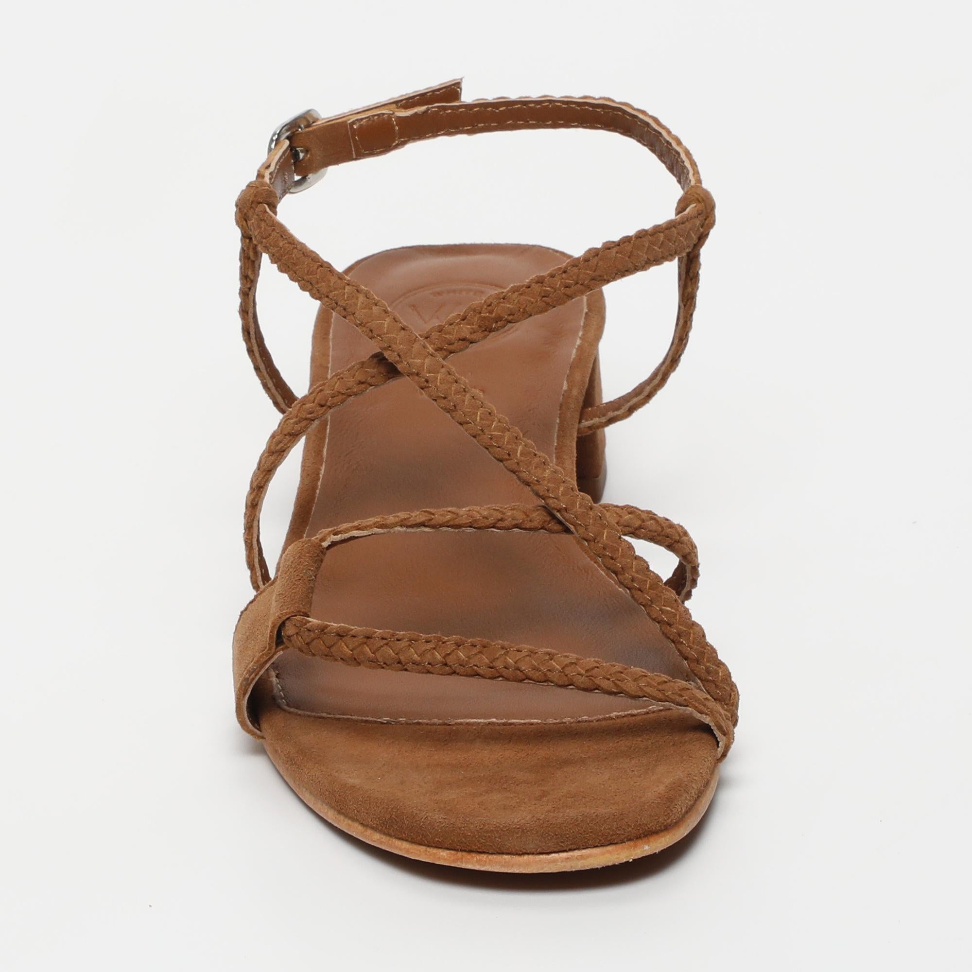 DEEPAKALA sandales talon en cuir camel