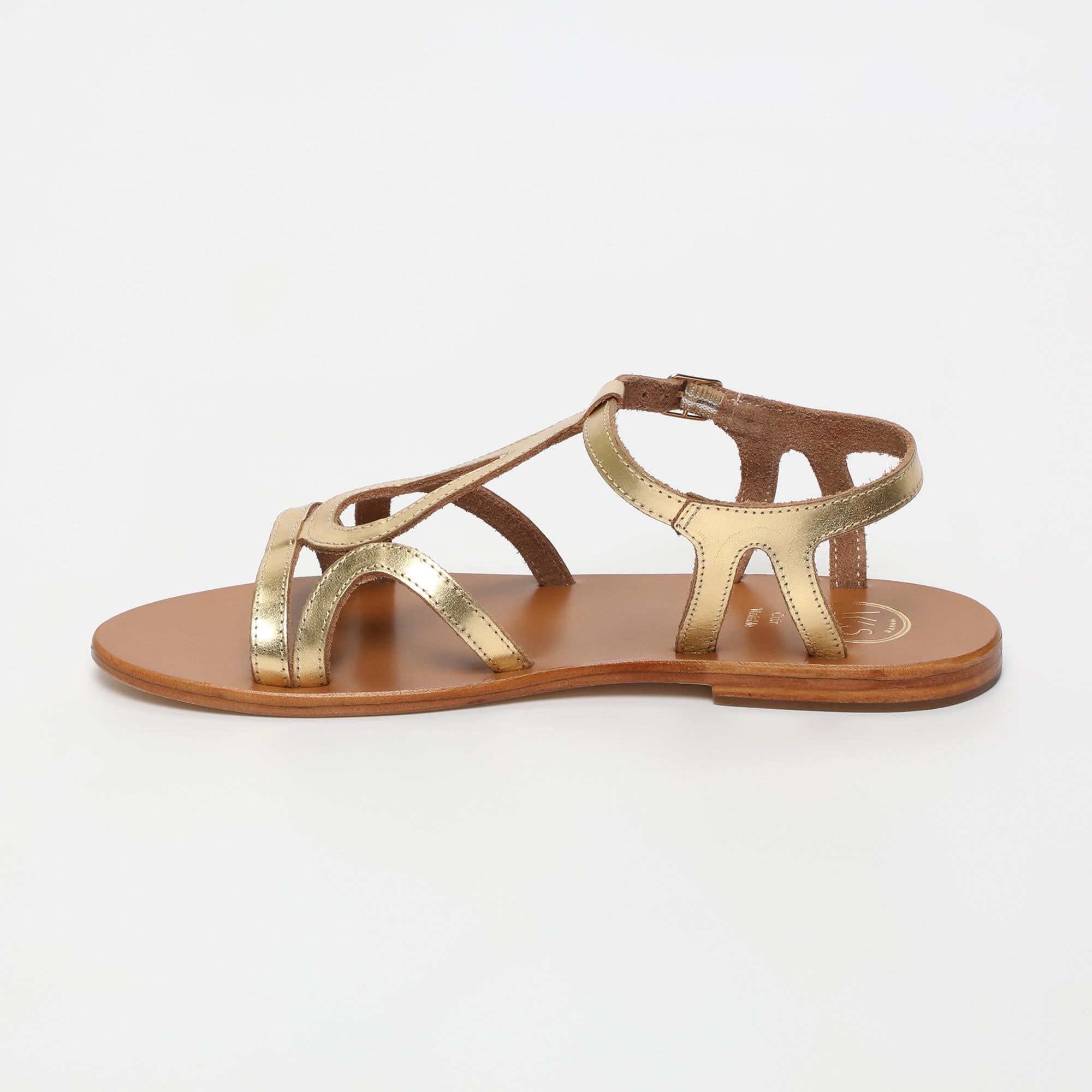 DEEPASHIKHA sandales en cuir or foncé