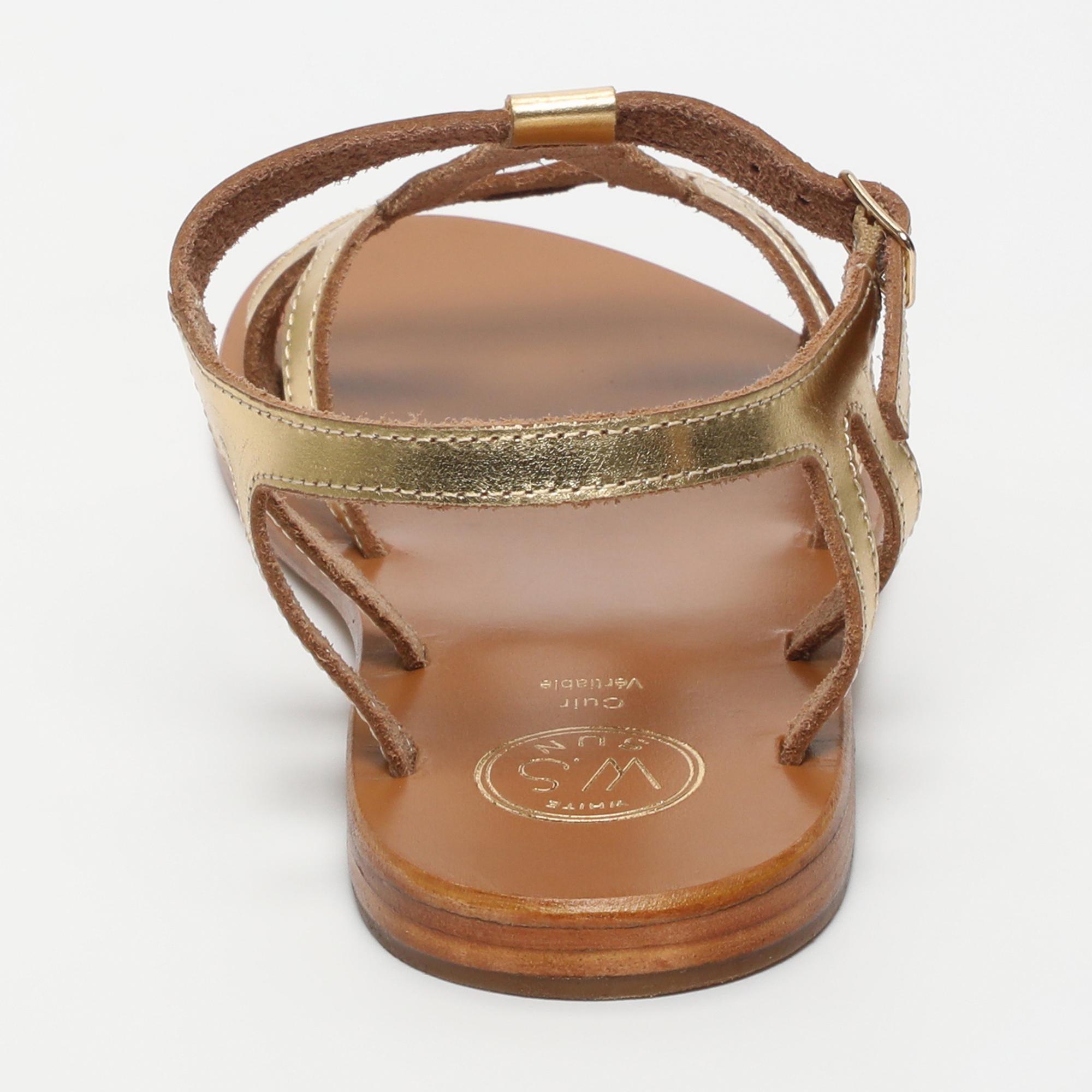 DEEPASHIKHA sandales en cuir or foncé