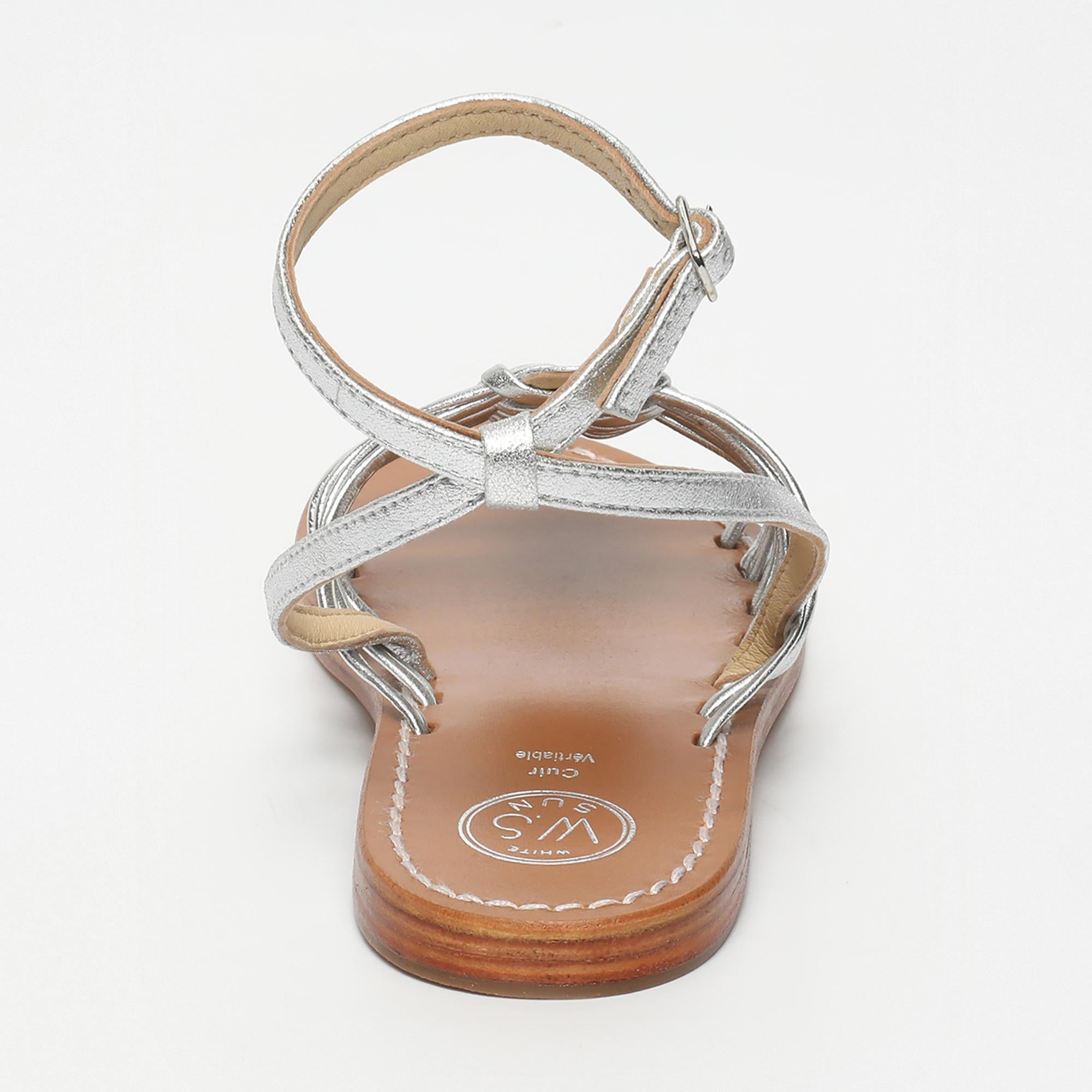 DEEPITHA sandales bracelet de cheville en cuir argent