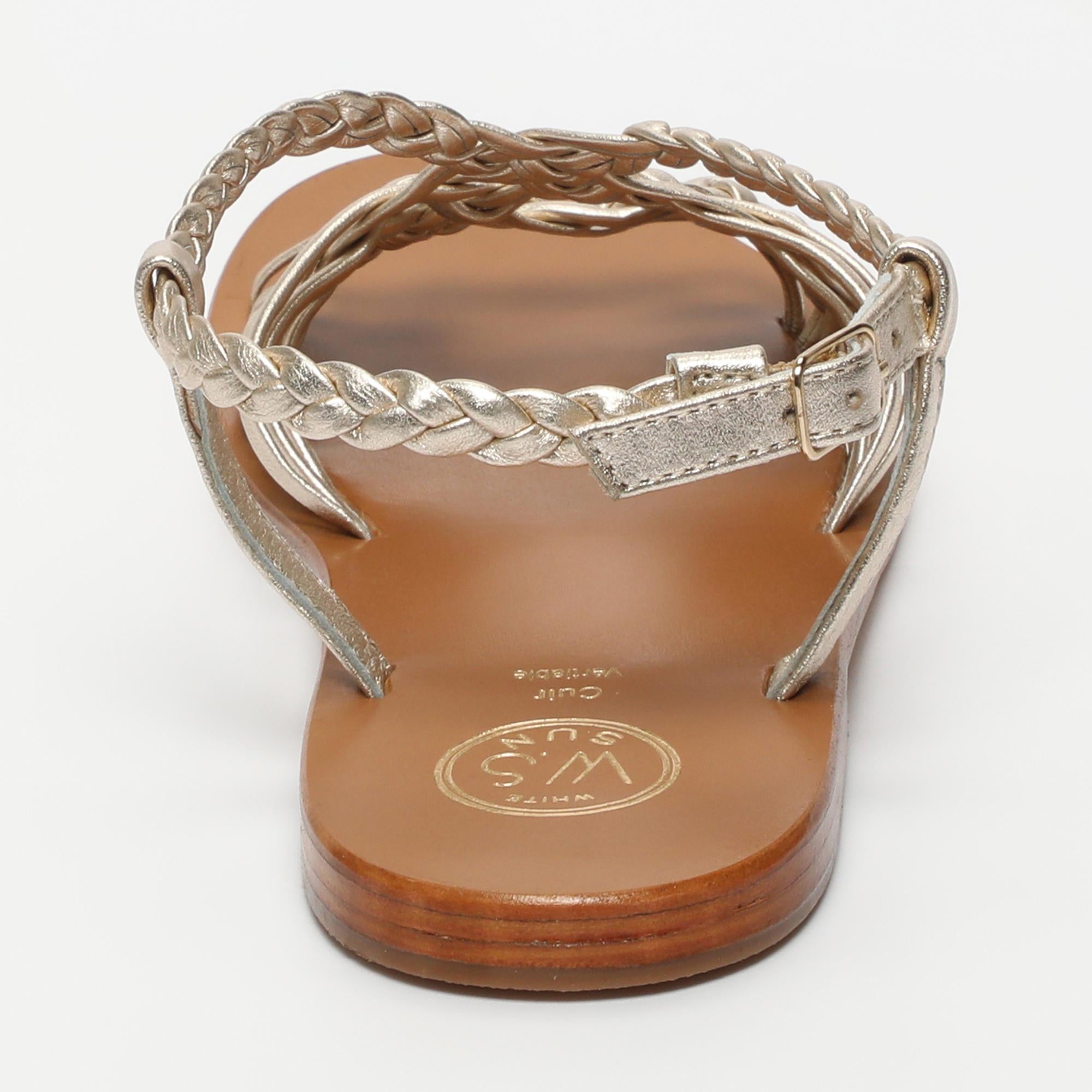 DEEPTI sandales tresse en cuir or