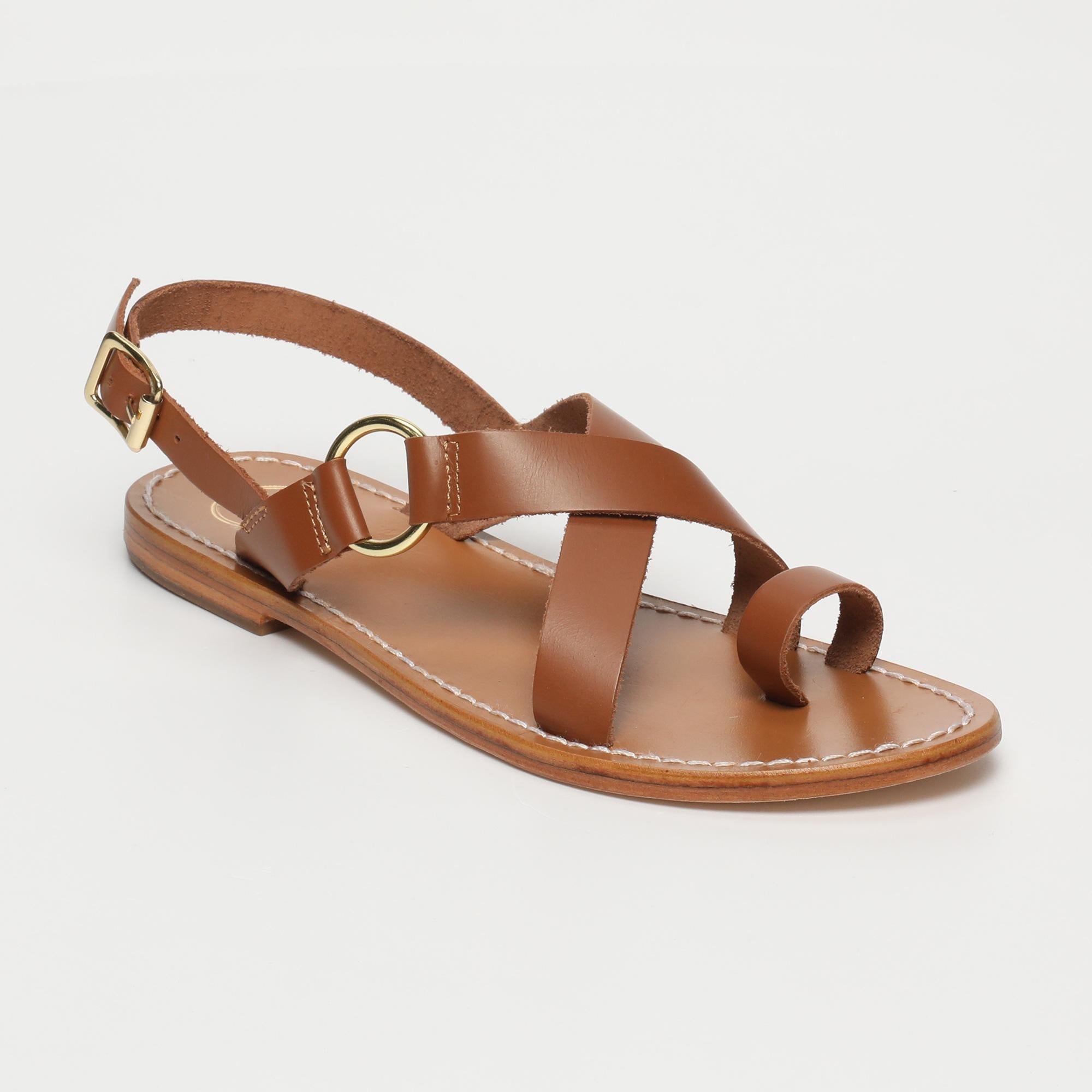DEVAKALI sandales entre doigt en cuir camel
