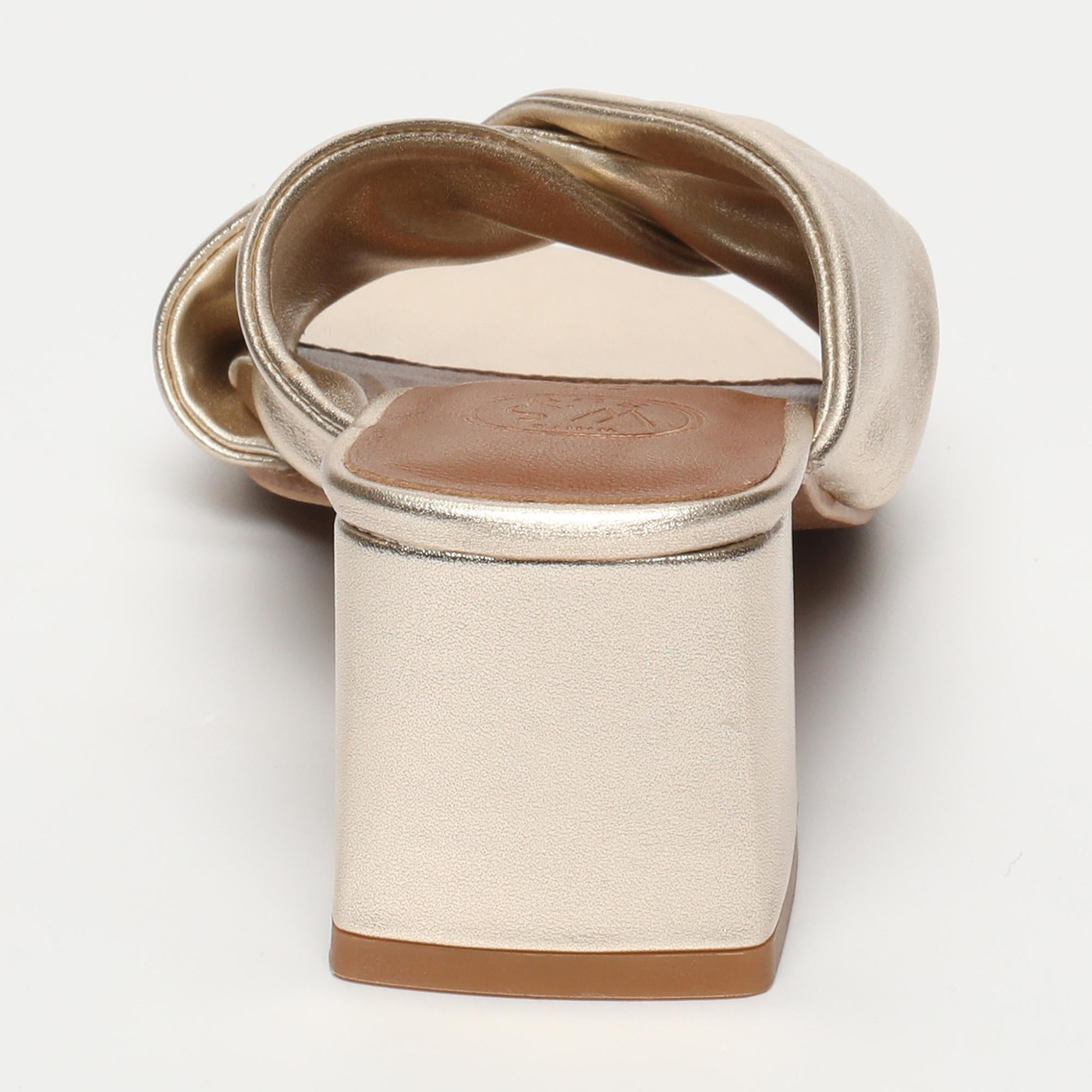 DEVAKI mules talon en cuir or