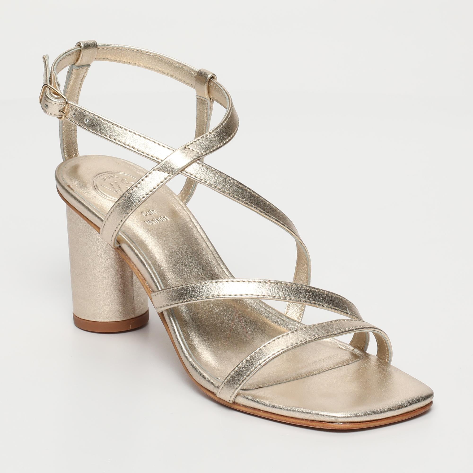 DEVANEE sandales talon en cuir or