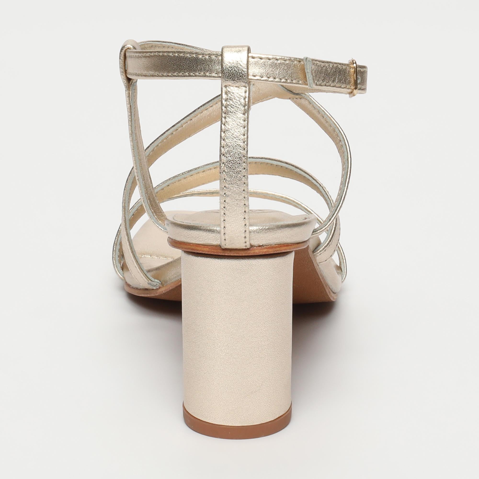 DEVANEE sandales talon en cuir or