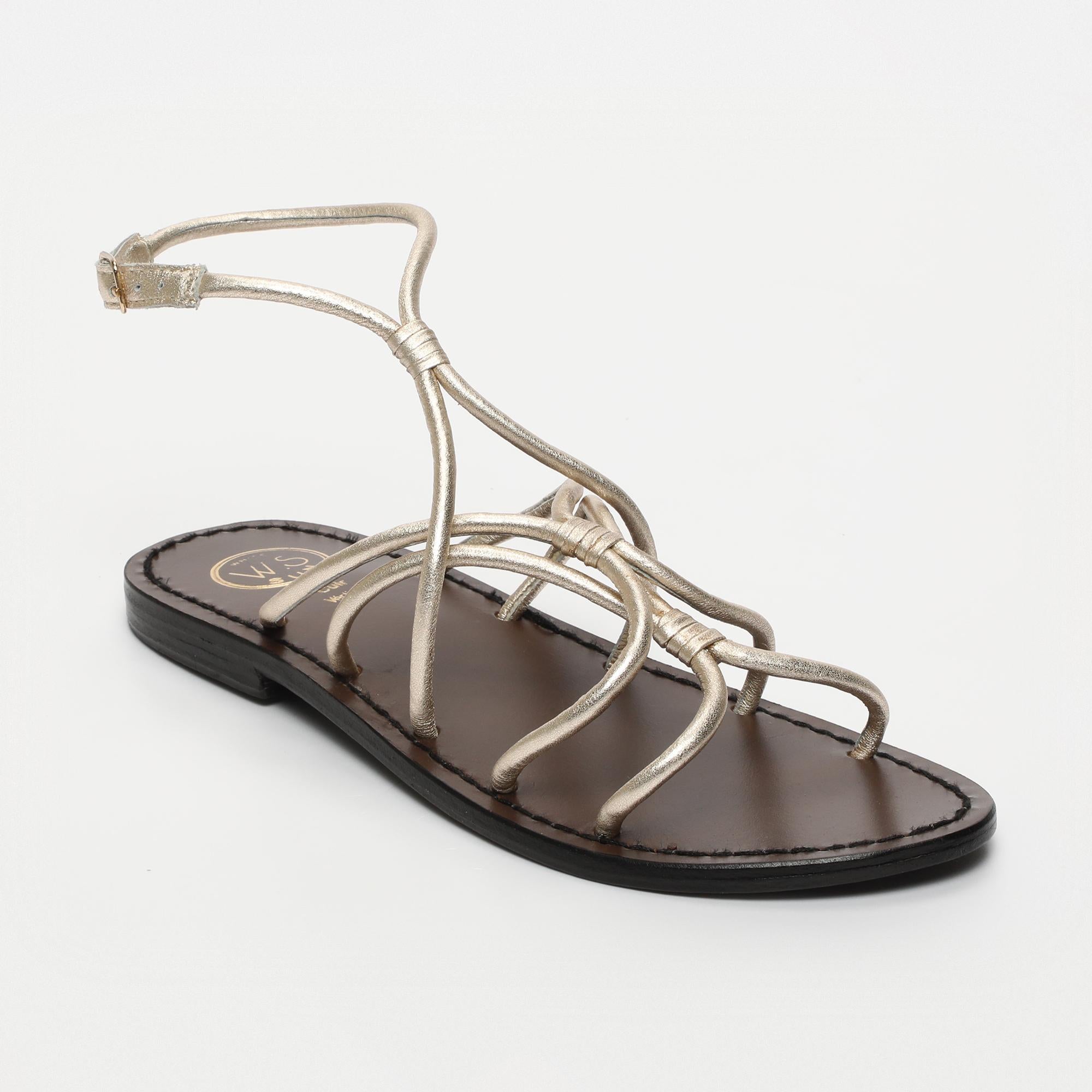 DEVASREE sandales en cuir platine