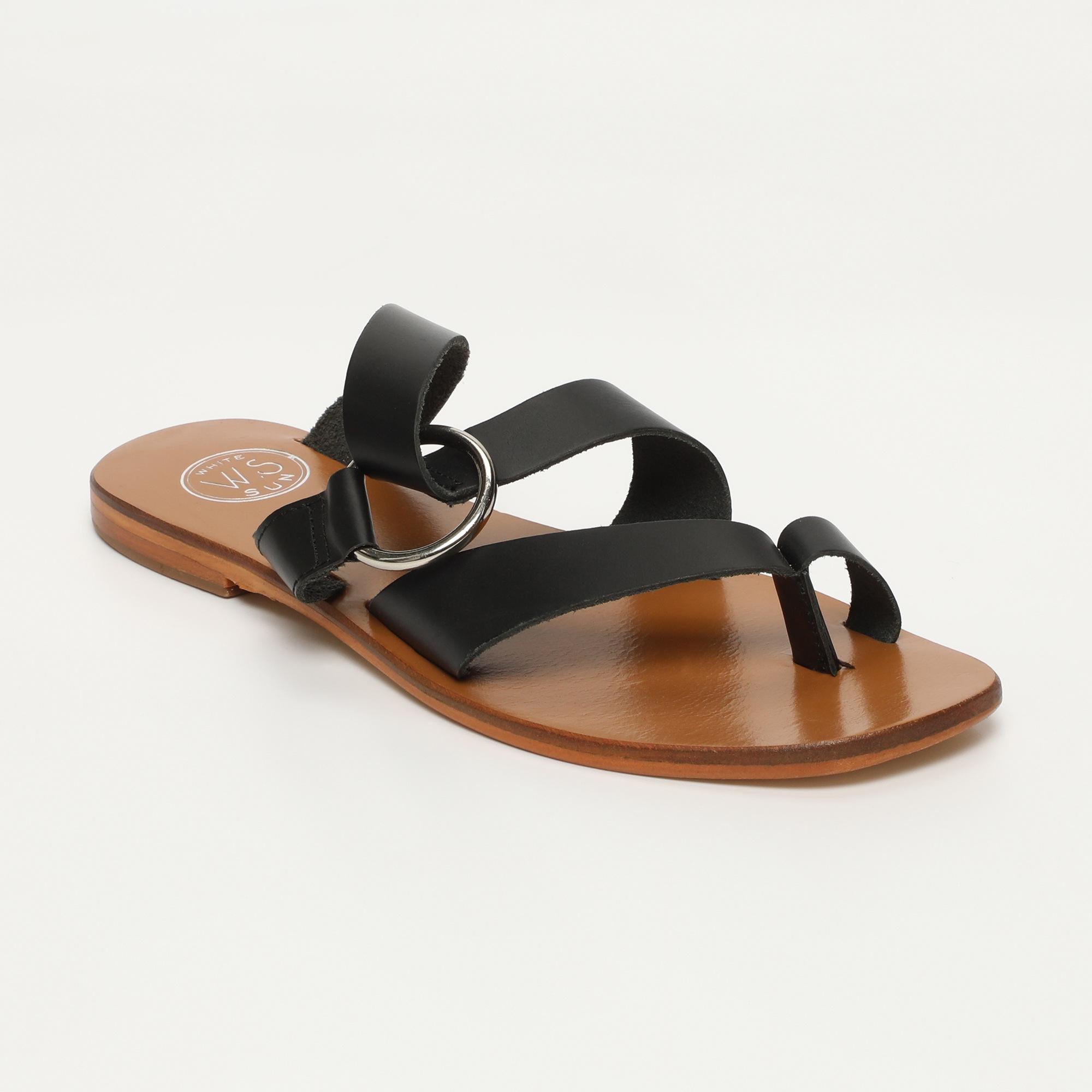 EMMA mules entre doigt en cuir noir