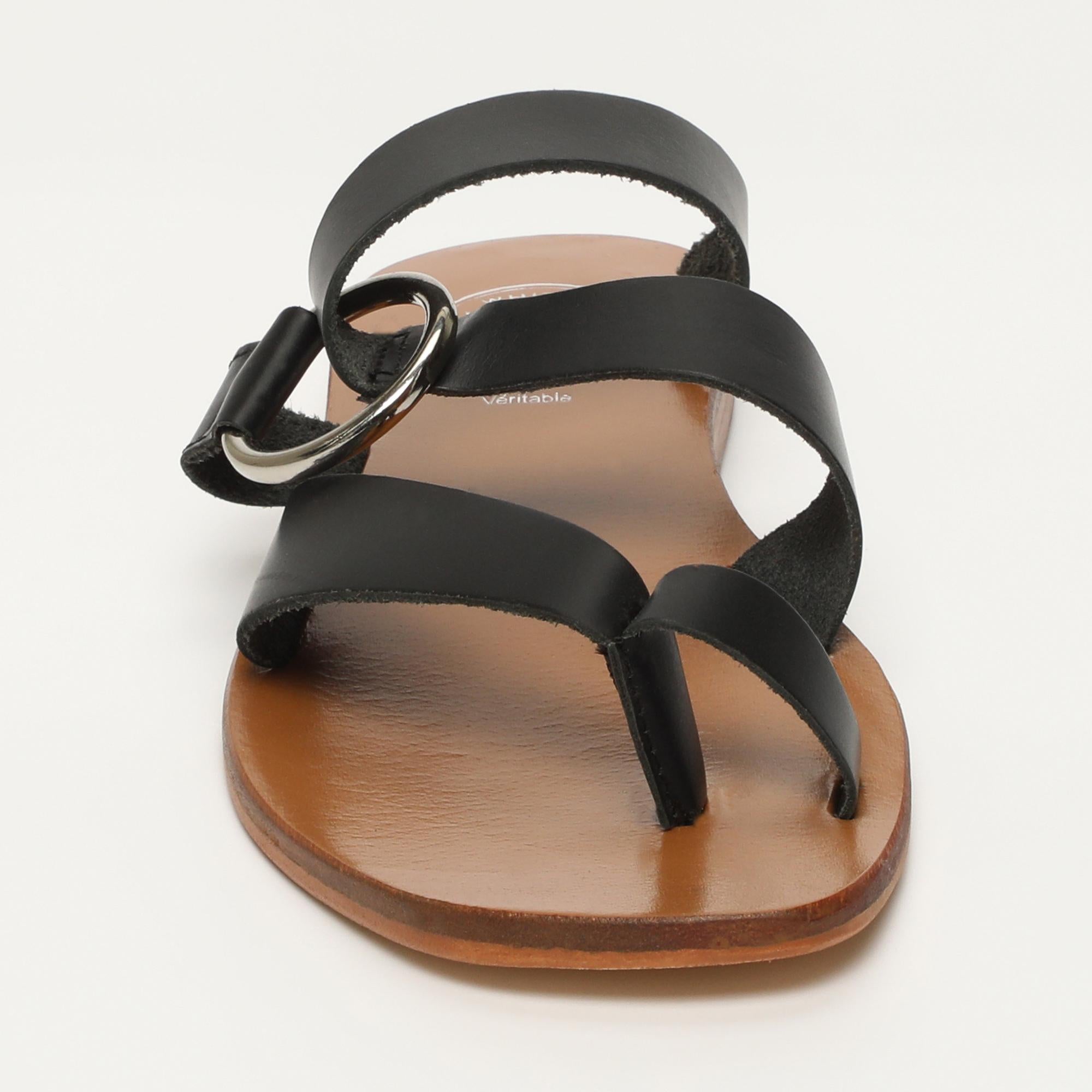 EMMA mules entre doigt en cuir noir