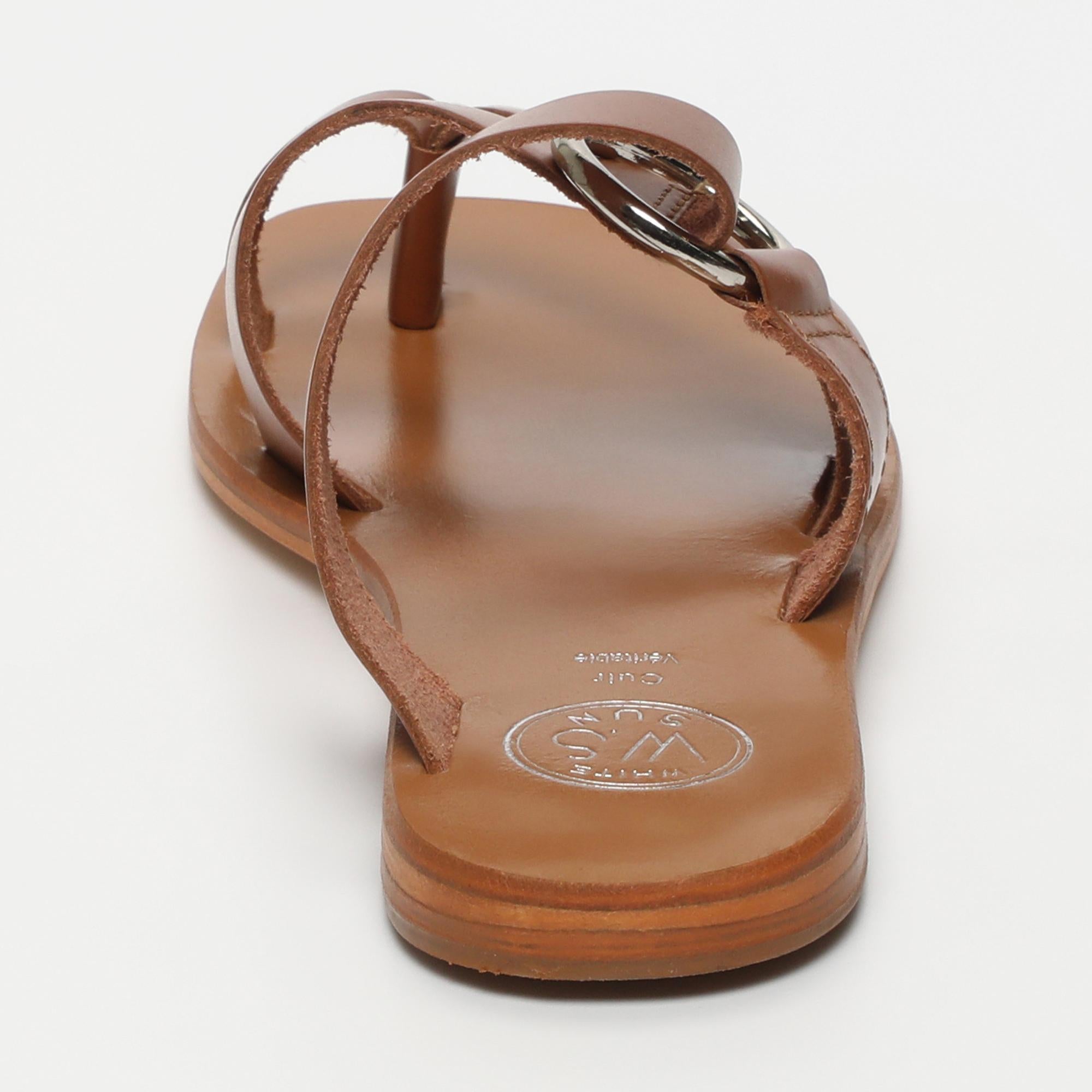 EMMA mules entre doigt en cuir camel