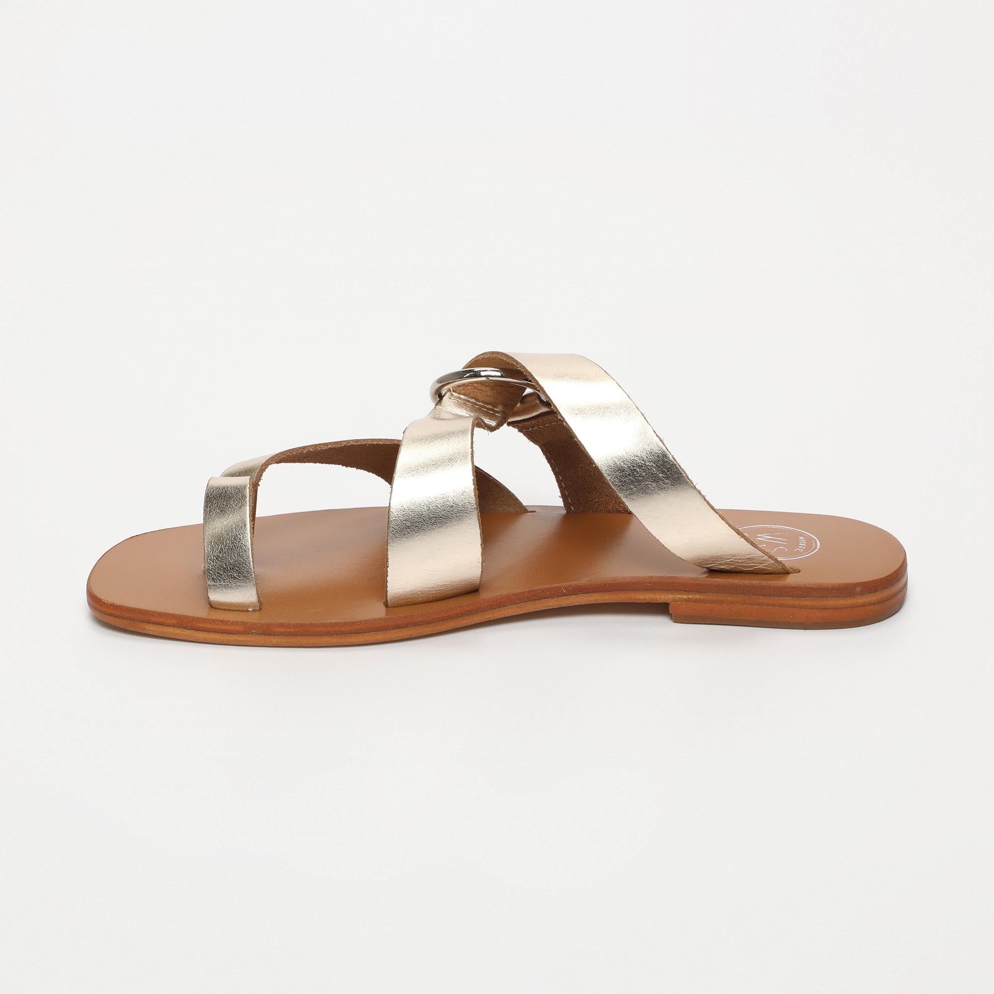 EMMA mules entre doigt en cuir or