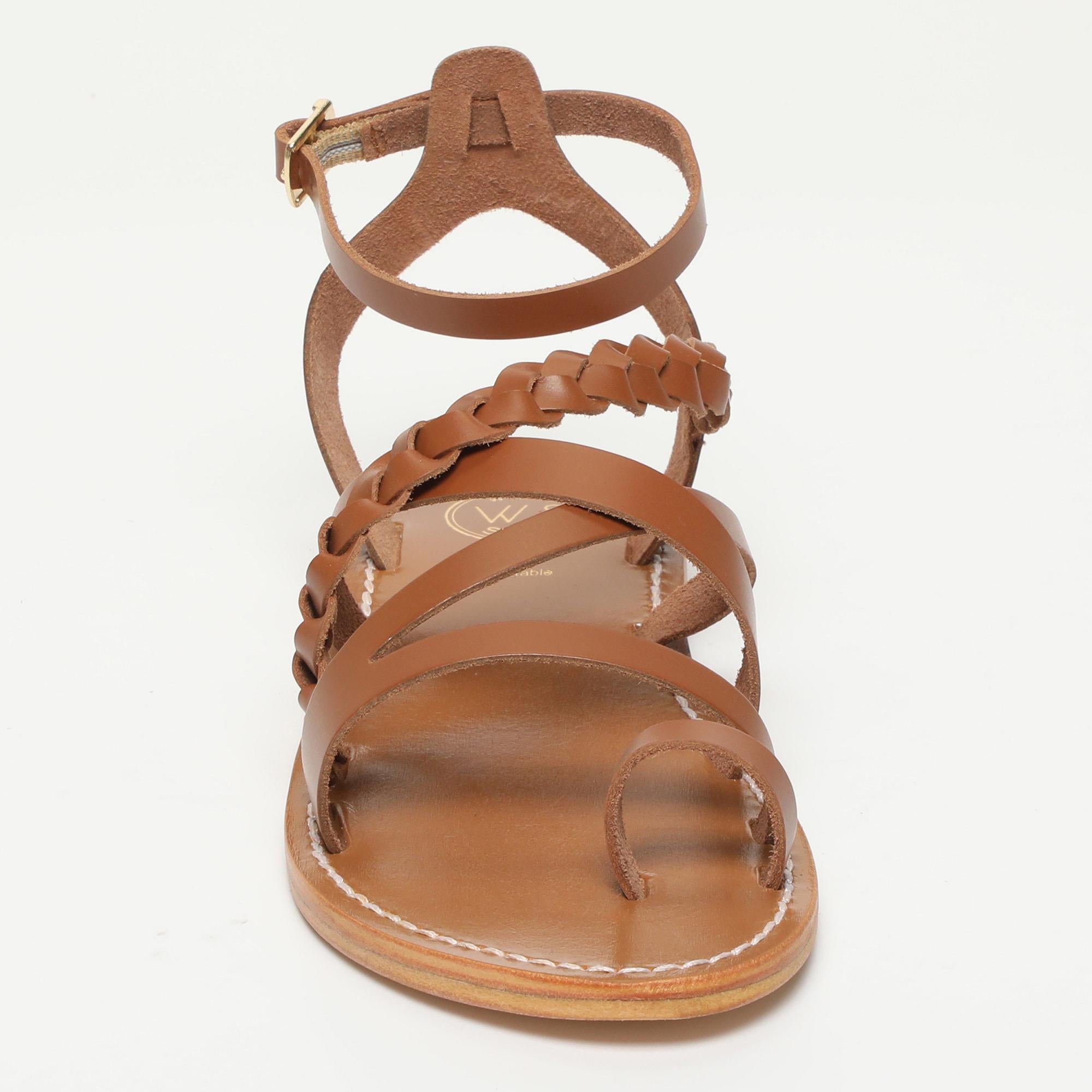 GUARDIA sandales bracelet de cheville en cuir camel