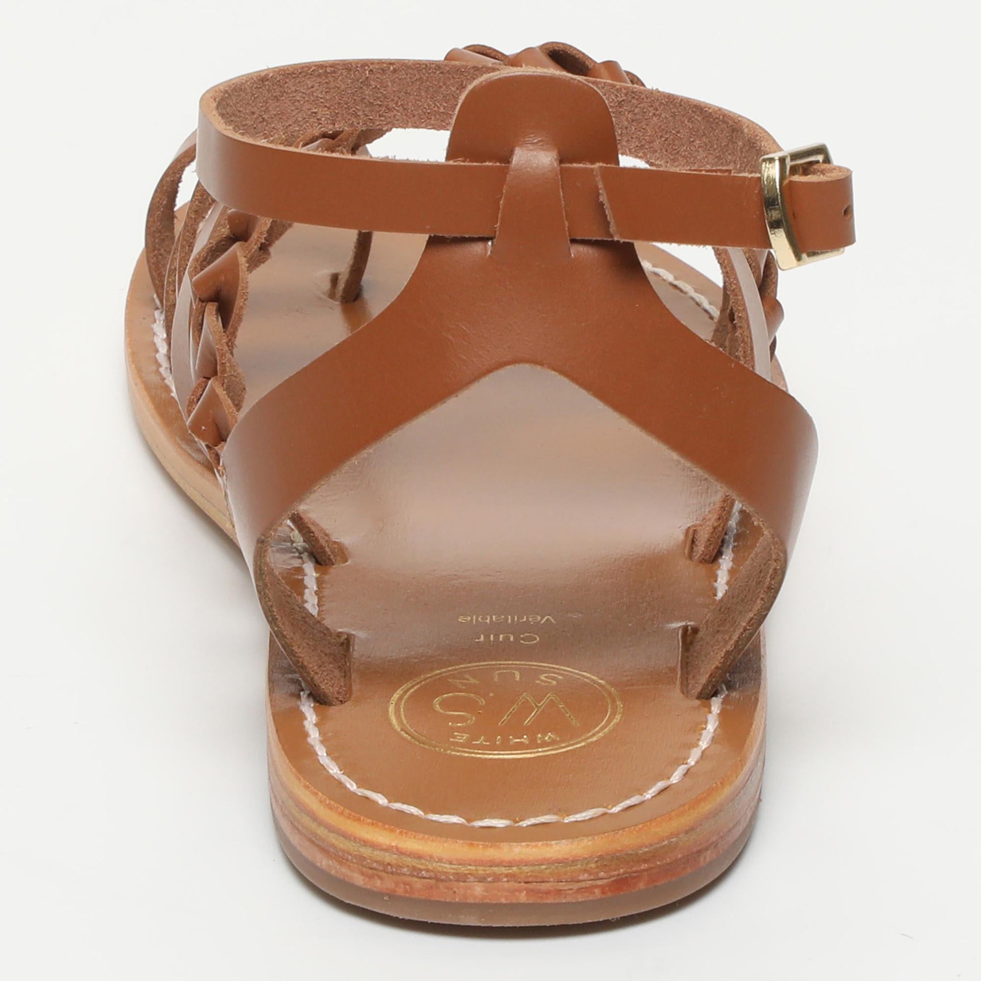 GUARDIA sandales bracelet de cheville en cuir camel