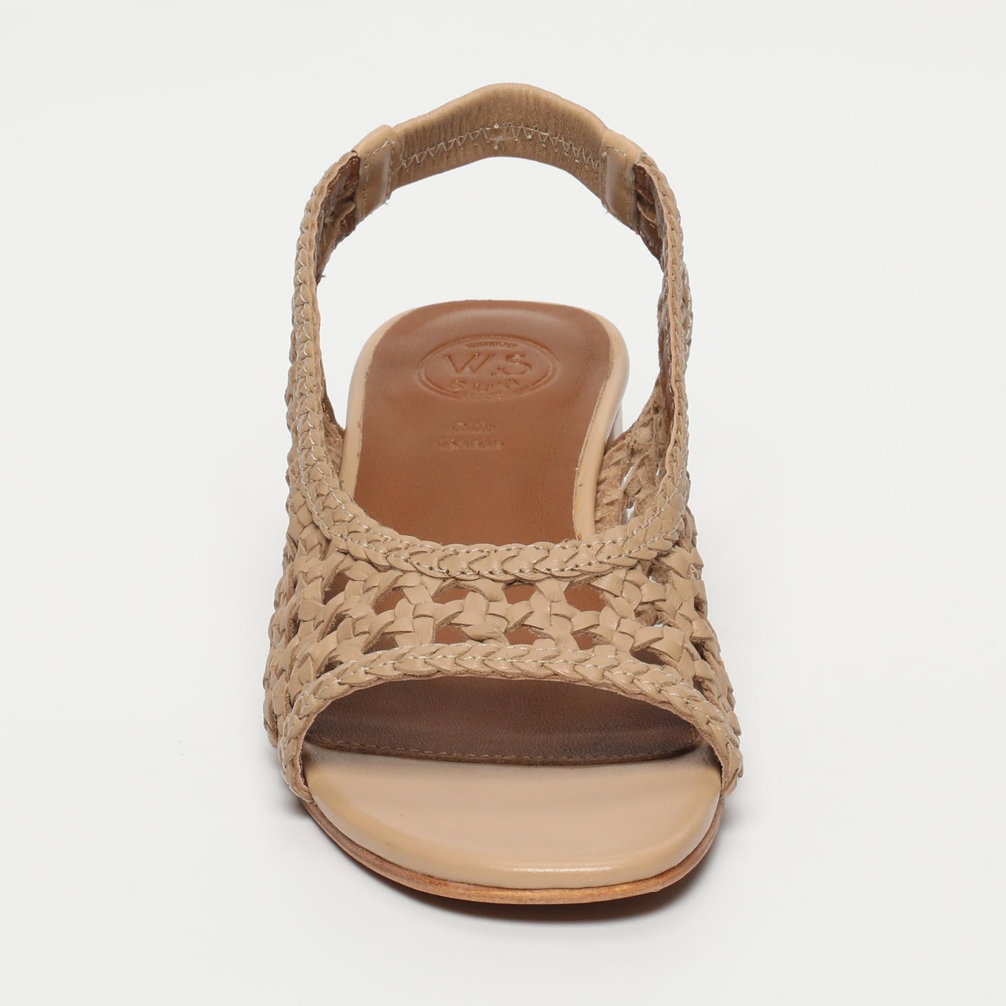 HAYA sandales talon tresse en cuir beige