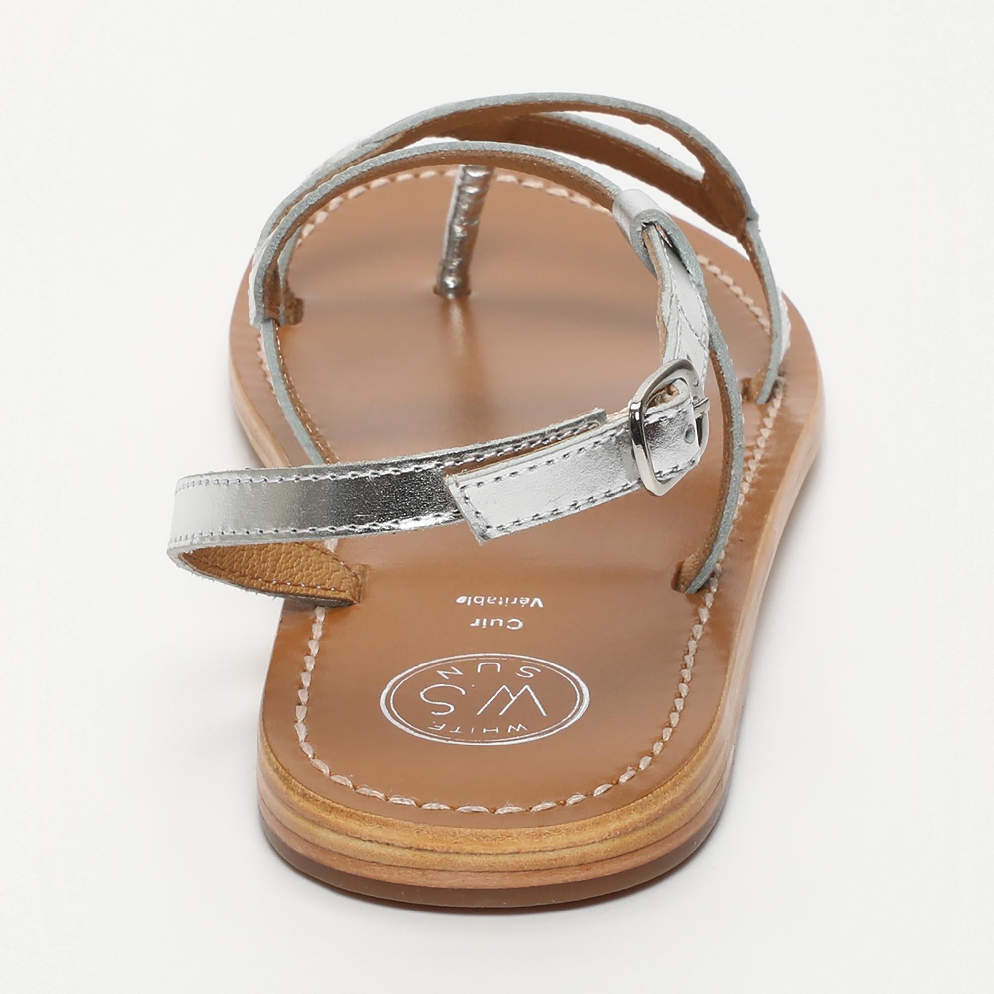 HOANI sandales entre doigt en cuir argent